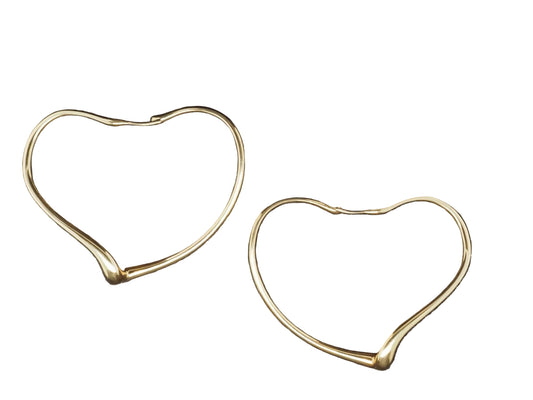 Estate Elsa Peretti Tiffany & Co. 18K Yellow Gold Open Heart Hoop Earrings