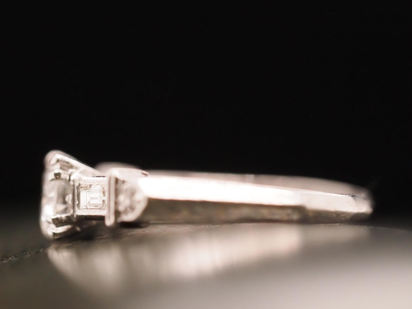 Circa 1940 Art Deco Platinum .52ct Old European Cut Diamond Engagement Ring - VH