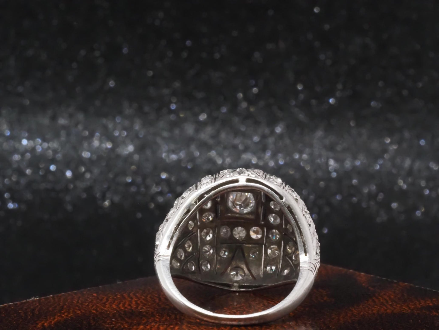 Estate Art Deco Platinum Old European Diamond Bombe Ring - VHK#285A