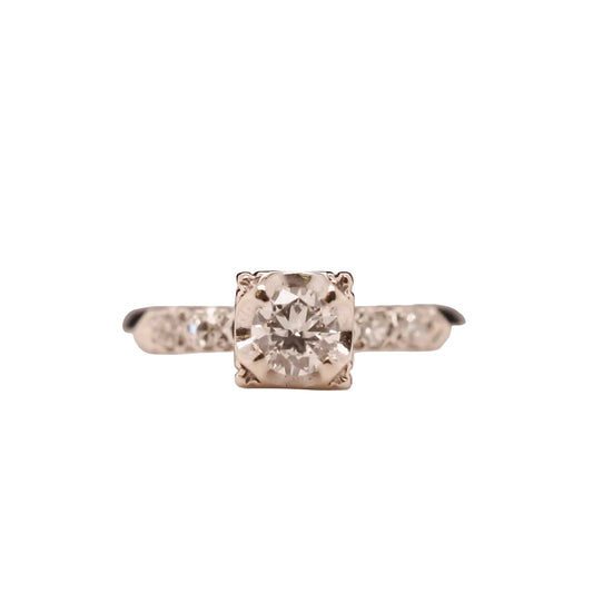 1940s 14K White Gold .40ct Old European Cut Diamond Engagement Ring - VHK#650