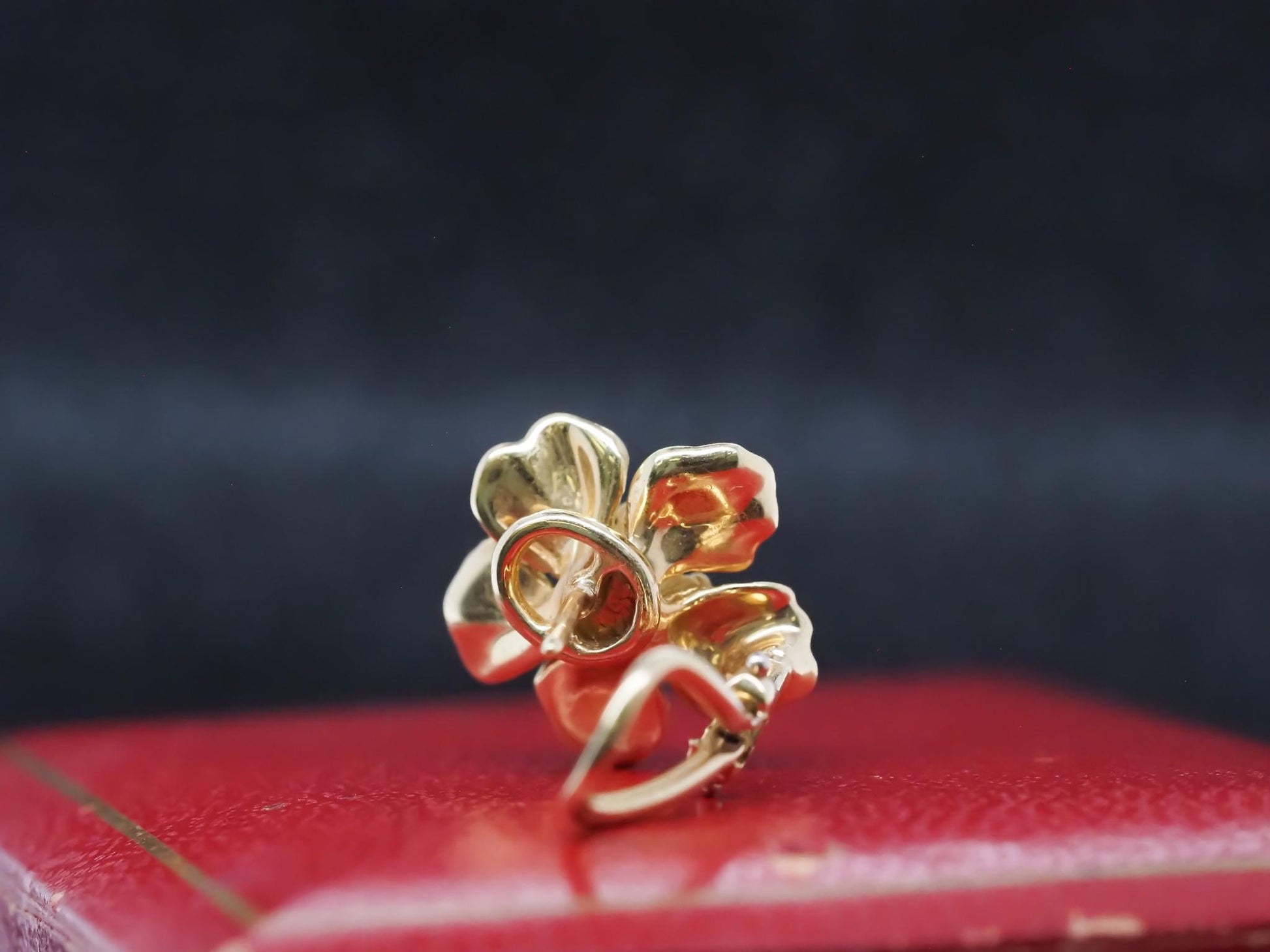 Estate Tiffany & Co. 18K Yellow Gold Dogwood Flower Earrings - VHK#88b