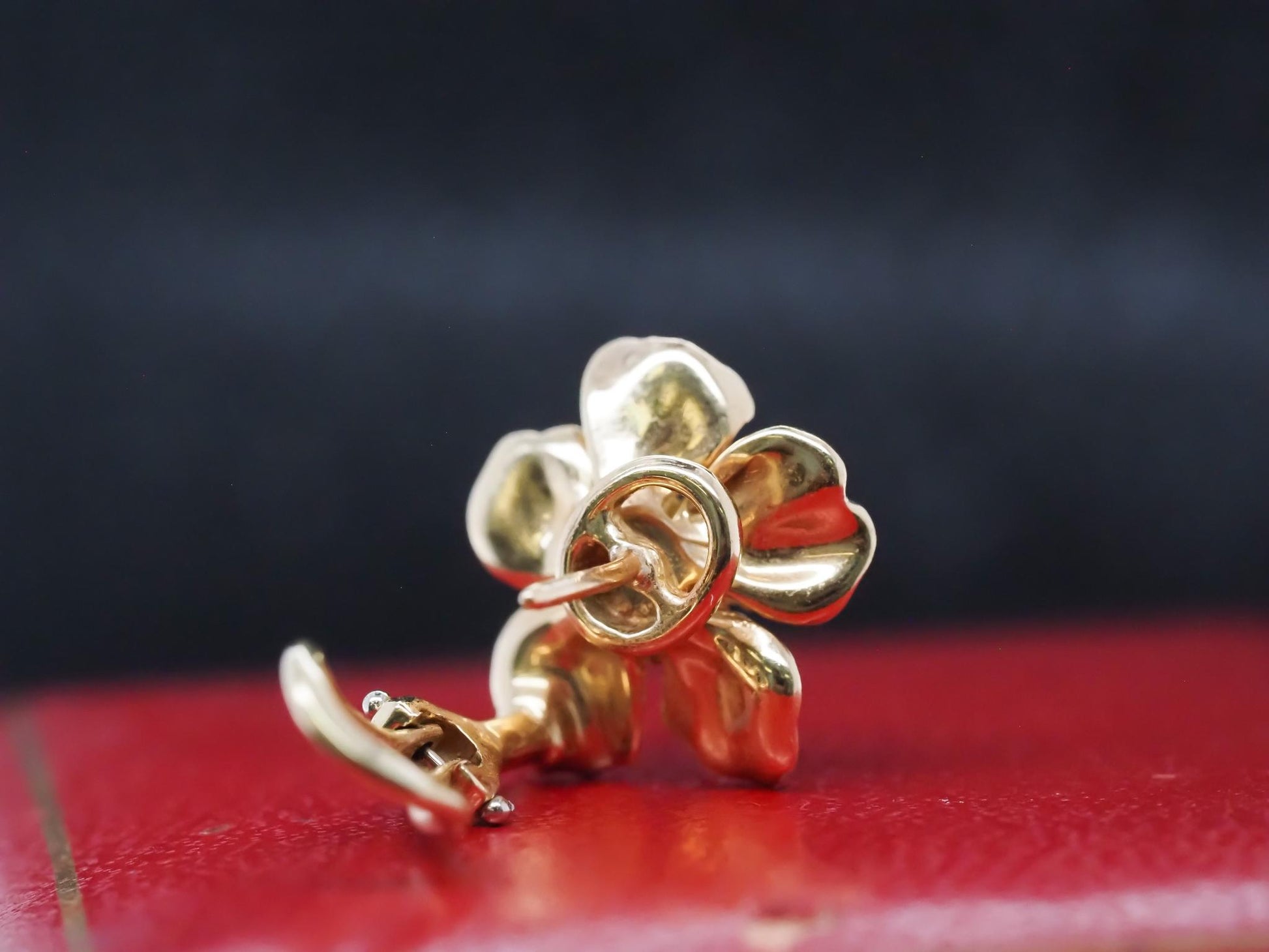 Estate Tiffany & Co. 18K Yellow Gold Dogwood Flower Earrings - VHK#88b