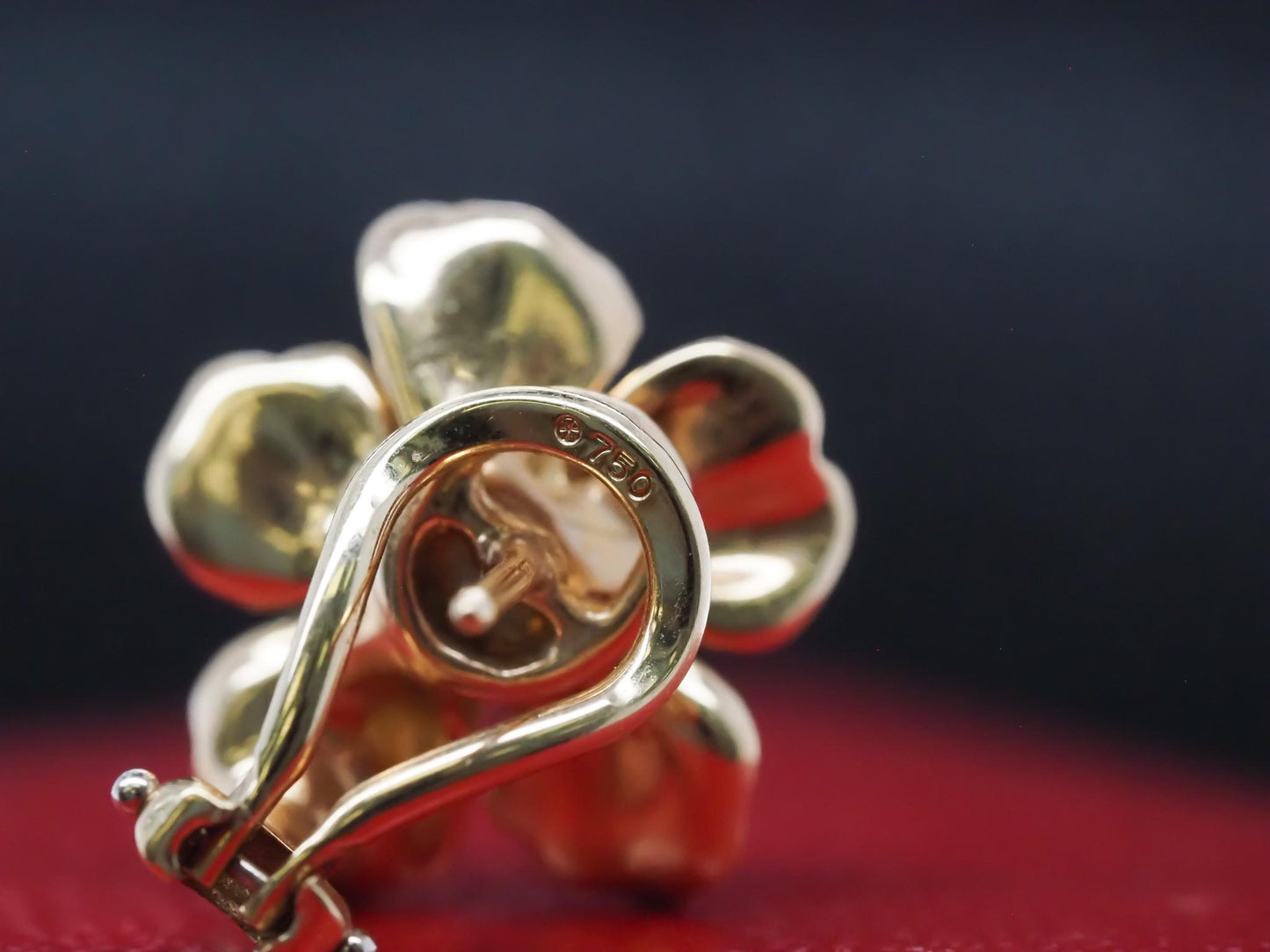 Estate Tiffany & Co. 18K Yellow Gold Dogwood Flower Earrings - VHK#88b