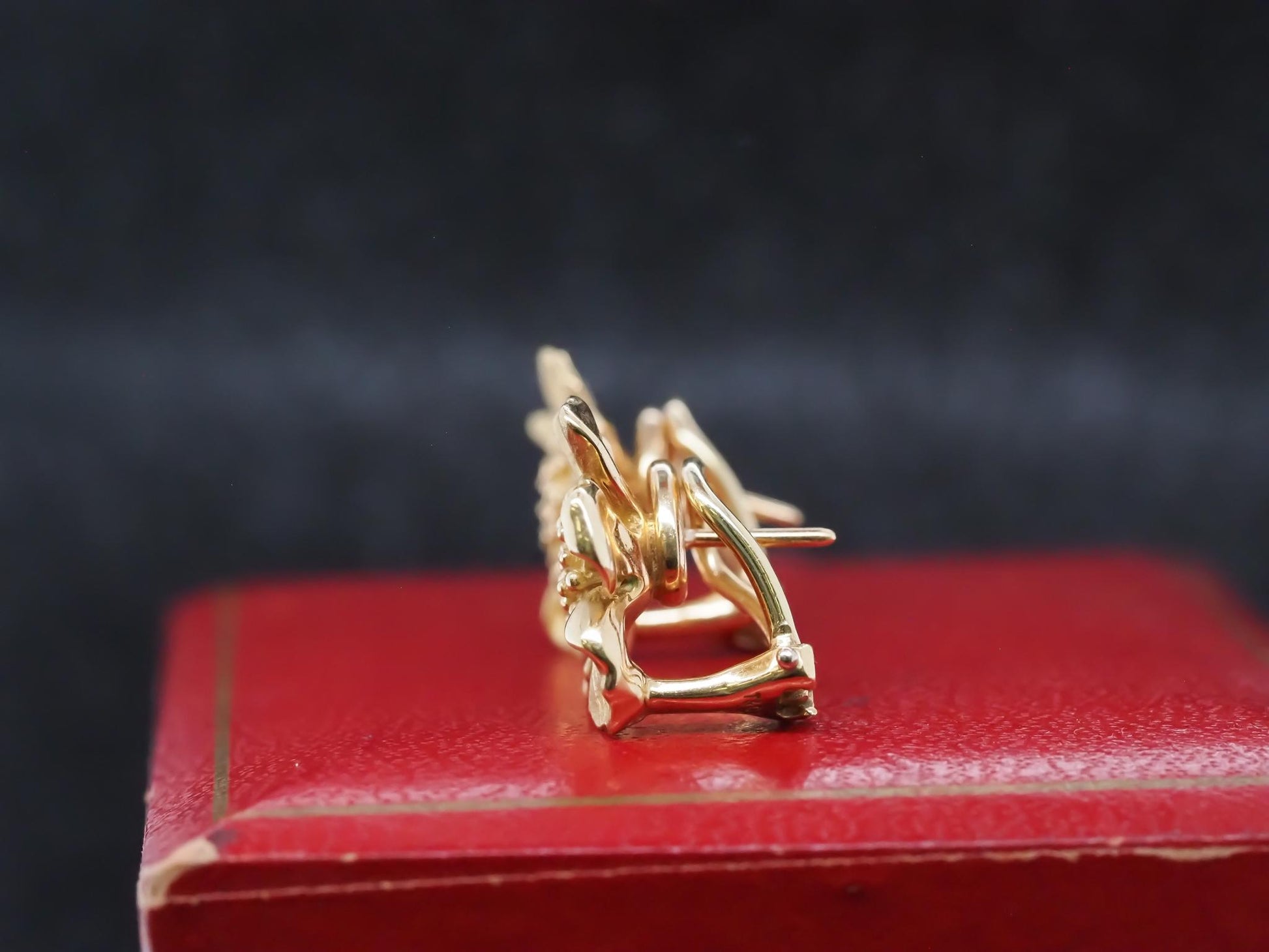 Estate Tiffany & Co. 18K Yellow Gold Dogwood Flower Earrings - VHK#88b