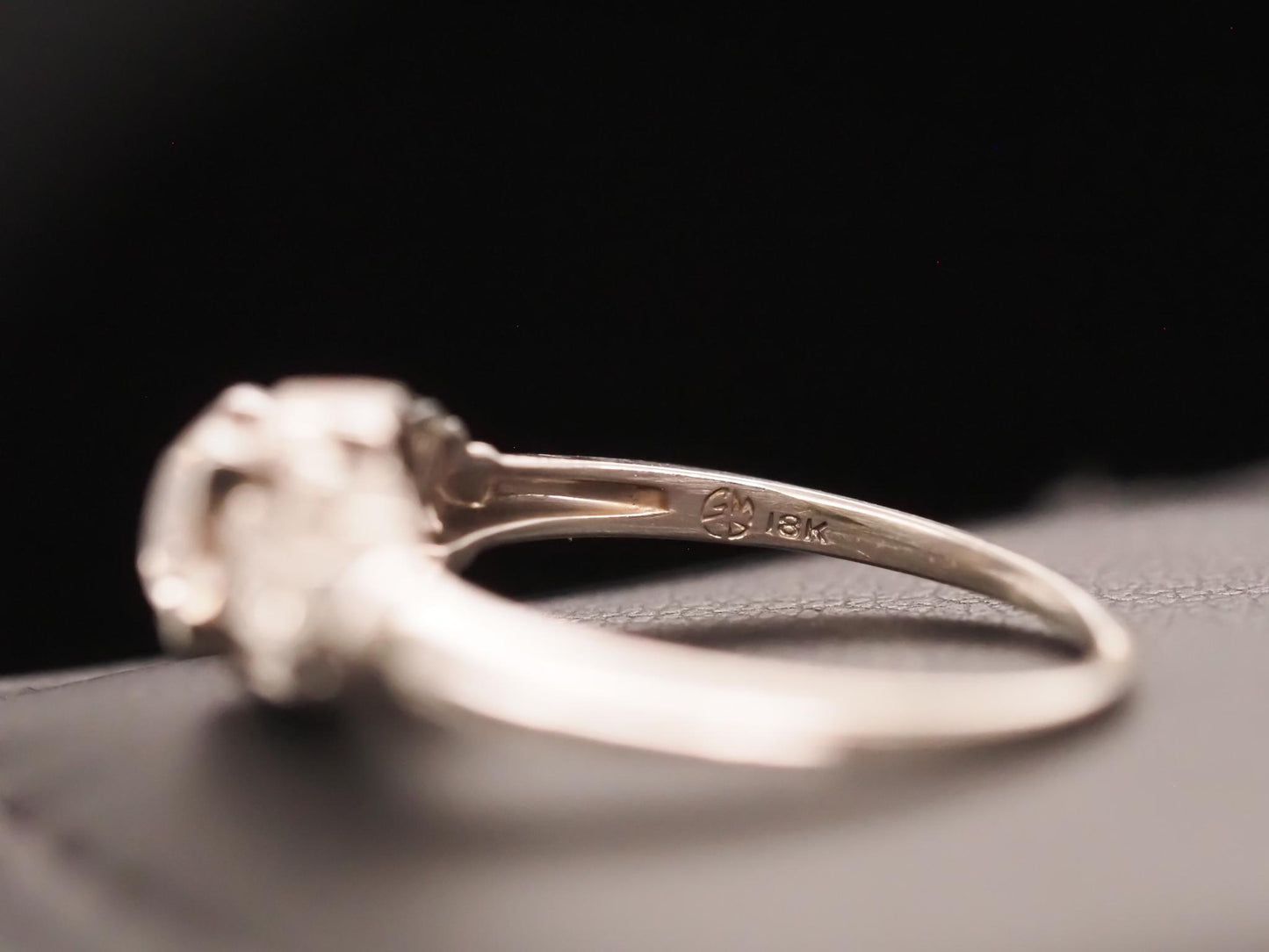 Circa 1930s Art Deco 18K White Gold .70ct Old European Diamond Engagement Ring -