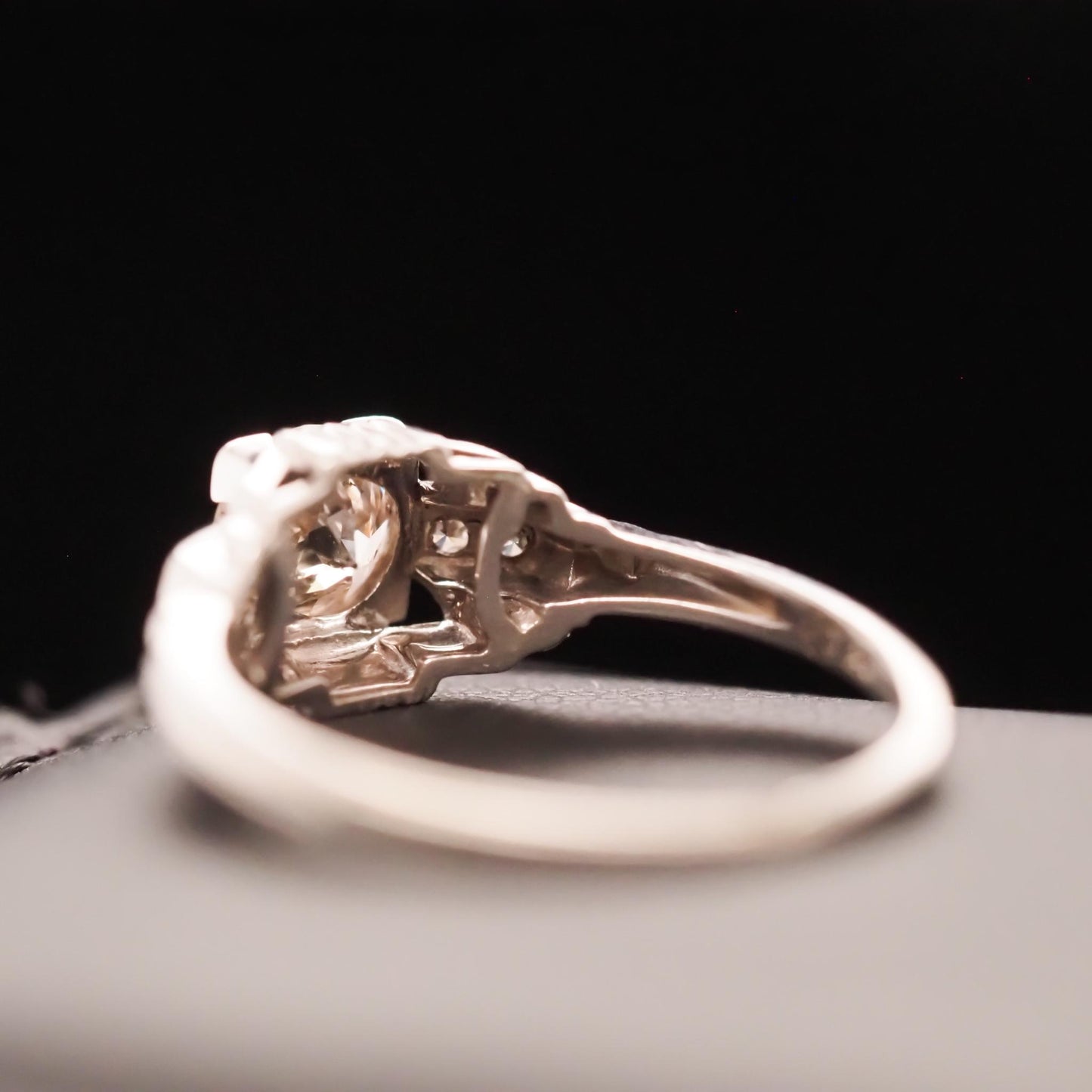 Circa 1930s Art Deco 18K White Gold .70ct Old European Diamond Engagement Ring -