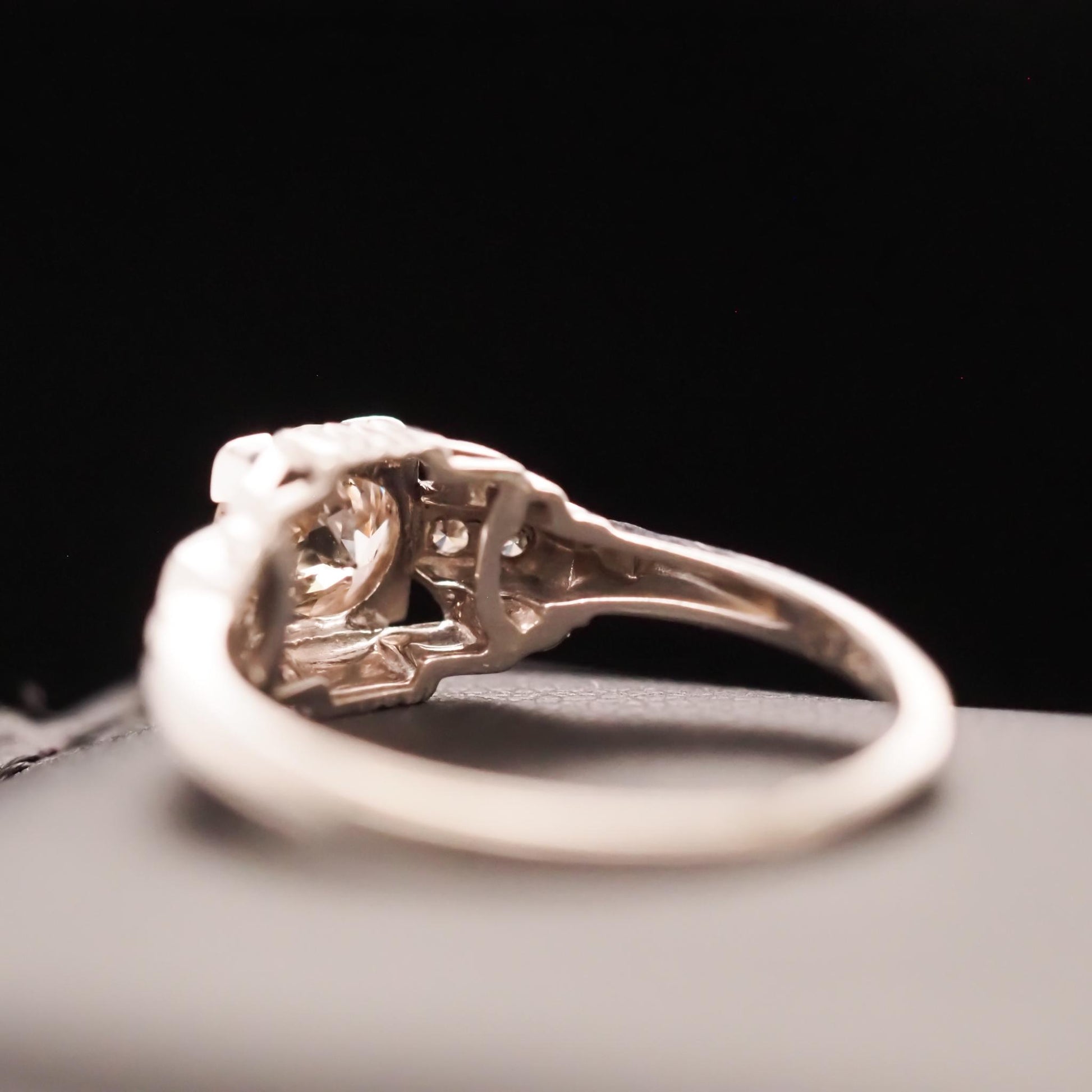 Circa 1930s Art Deco 18K White Gold .70ct Old European Diamond Engagement Ring -