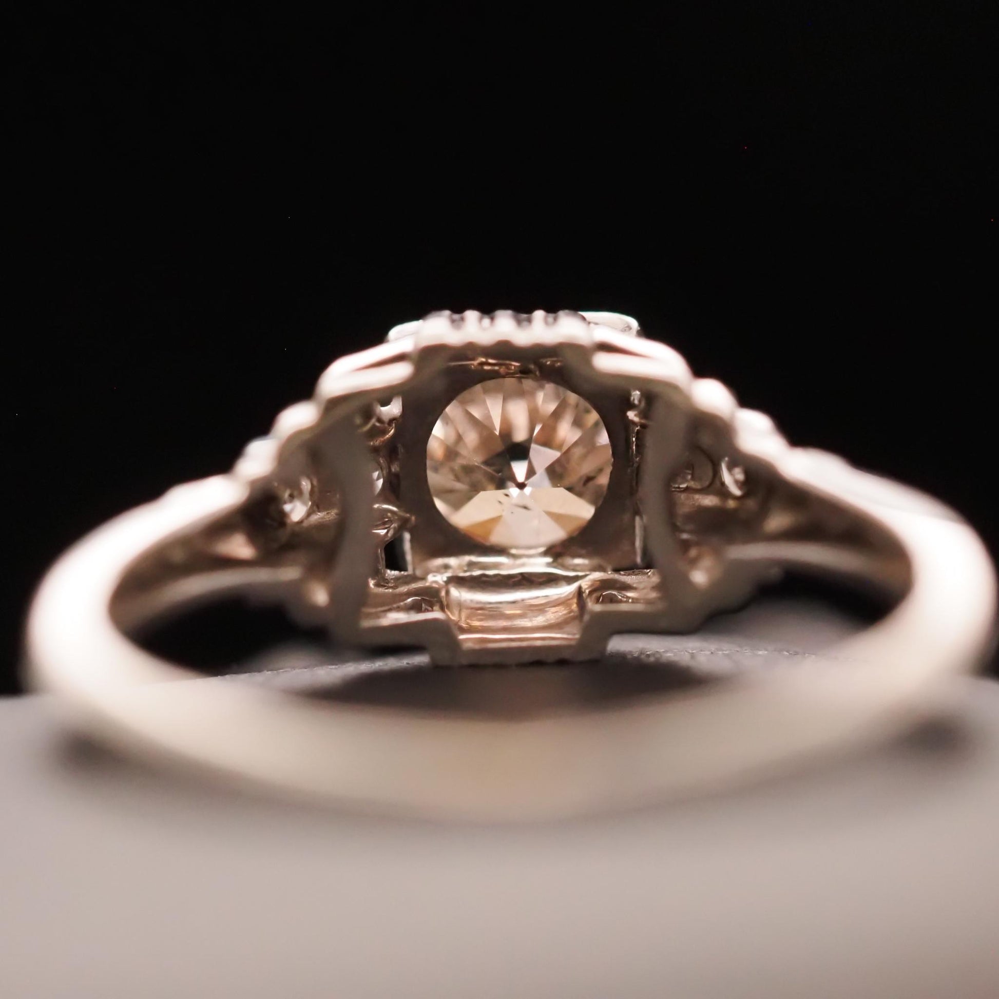 Circa 1930s Art Deco 18K White Gold .70ct Old European Diamond Engagement Ring -