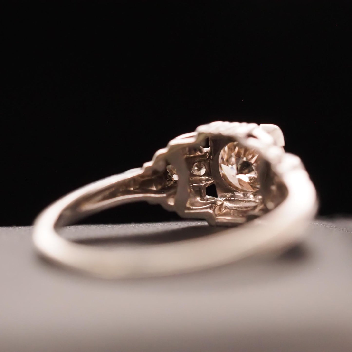 Circa 1930s Art Deco 18K White Gold .70ct Old European Diamond Engagement Ring -