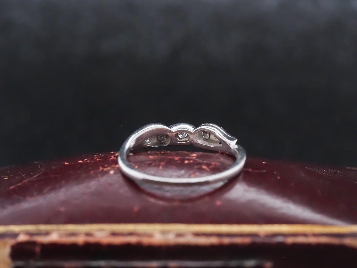 Estate Art Deco 18K White Gold Diamond Wedding Band - VHK#444
