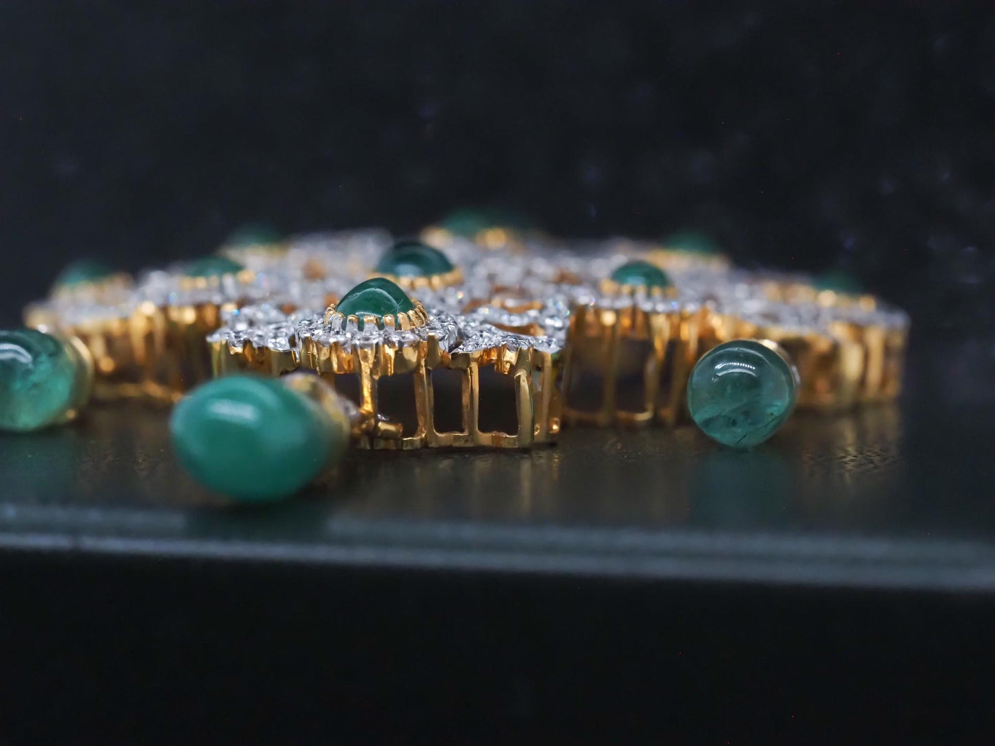 Estate 14K Yellow Gold Royal Large Emerald and Diamond Pendant - VHK#247B