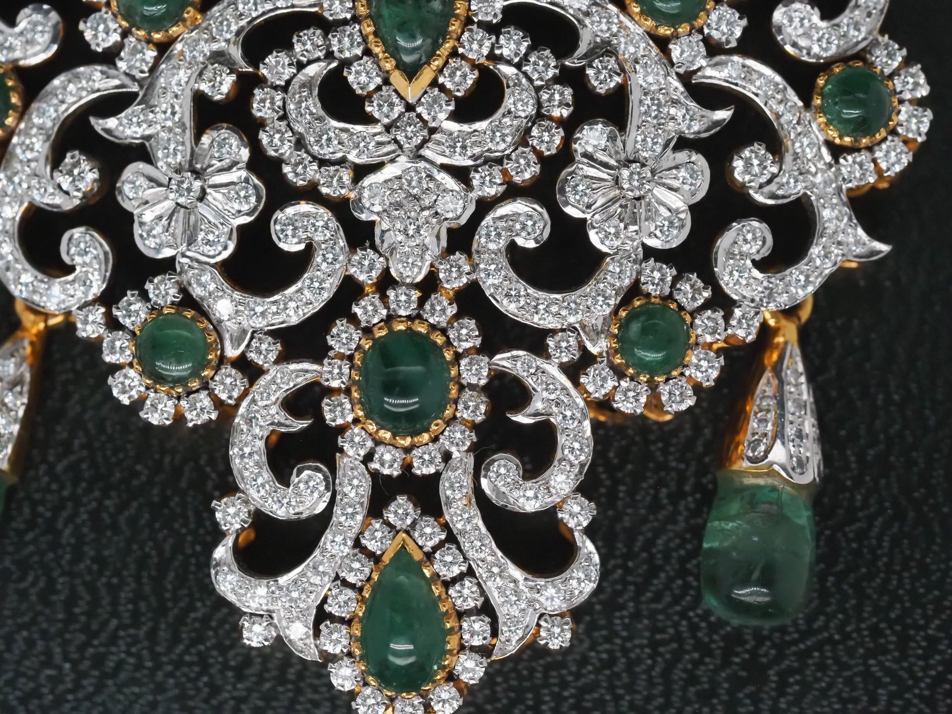 Estate 14K Yellow Gold Royal Large Emerald and Diamond Pendant - VHK#247B