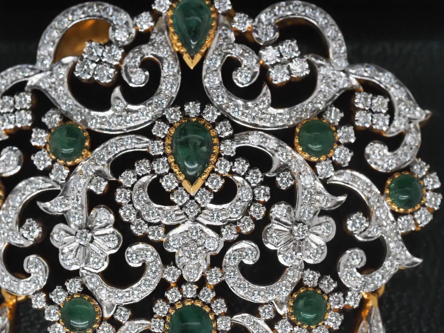 Estate 14K Yellow Gold Royal Large Emerald and Diamond Pendant - VHK#247B
