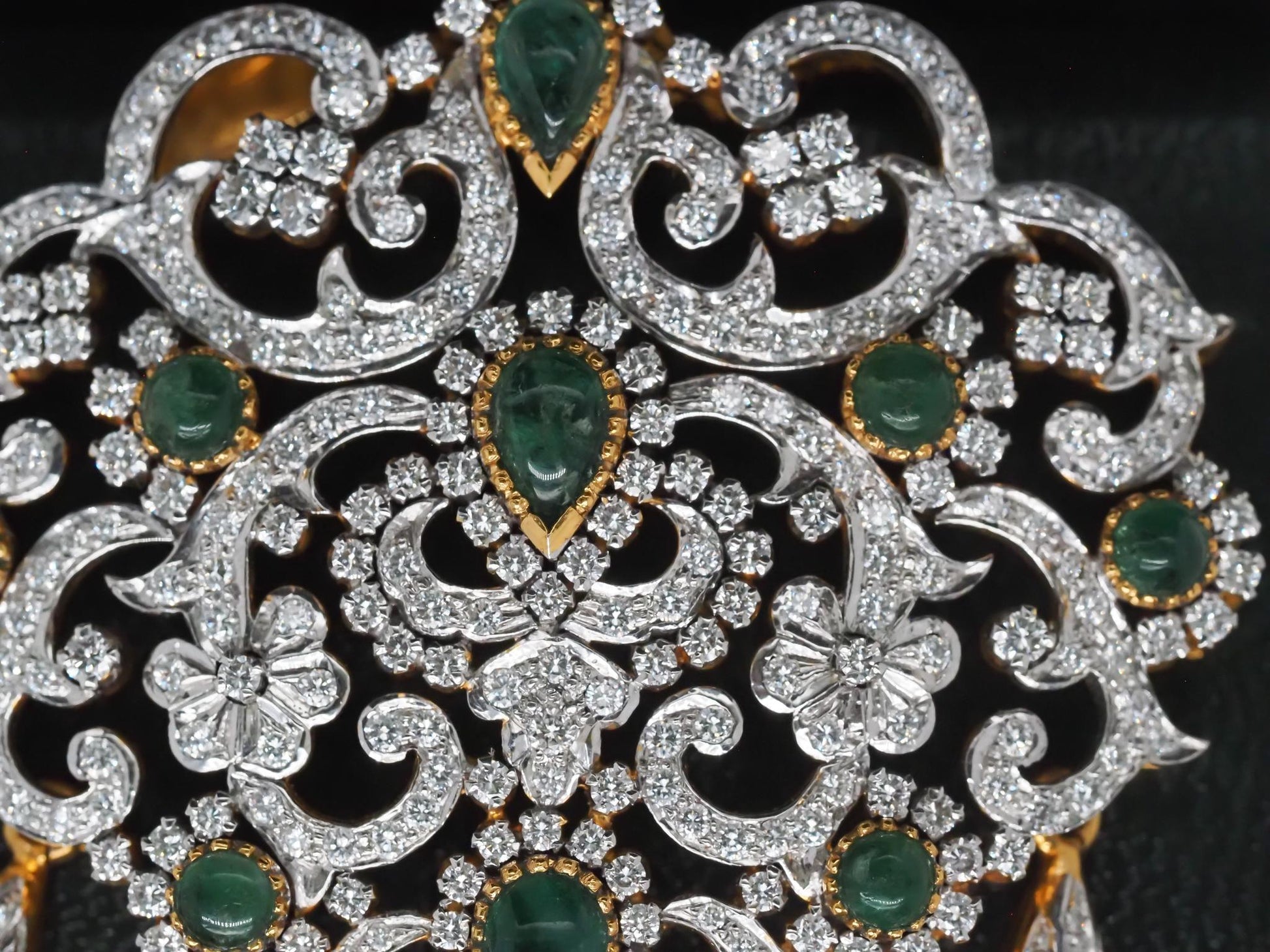 Estate 14K Yellow Gold Royal Large Emerald and Diamond Pendant - VHK#247B