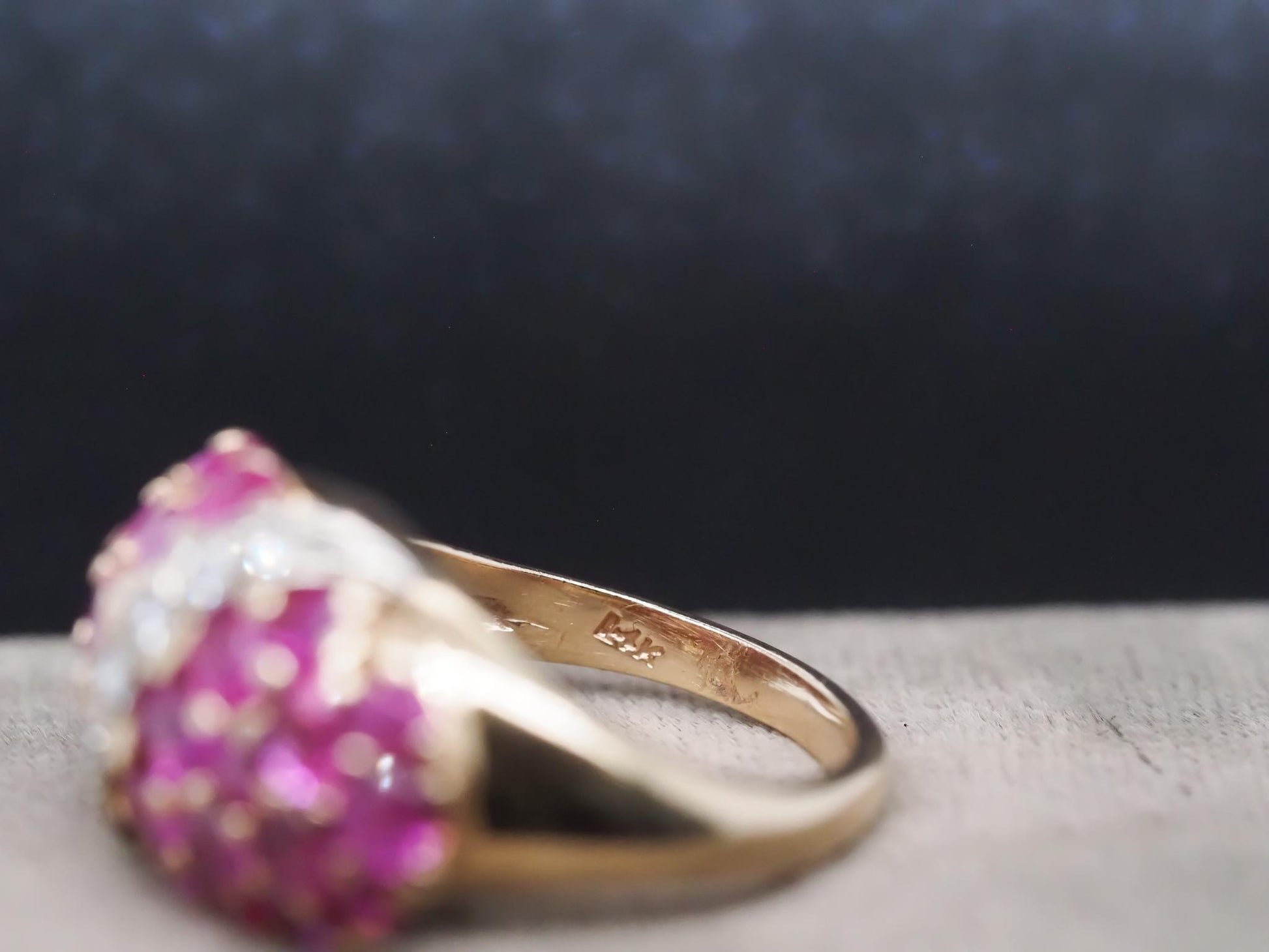 Estate 14K Yellow Gold Ruby and Diamond Ring - VHK#302A
