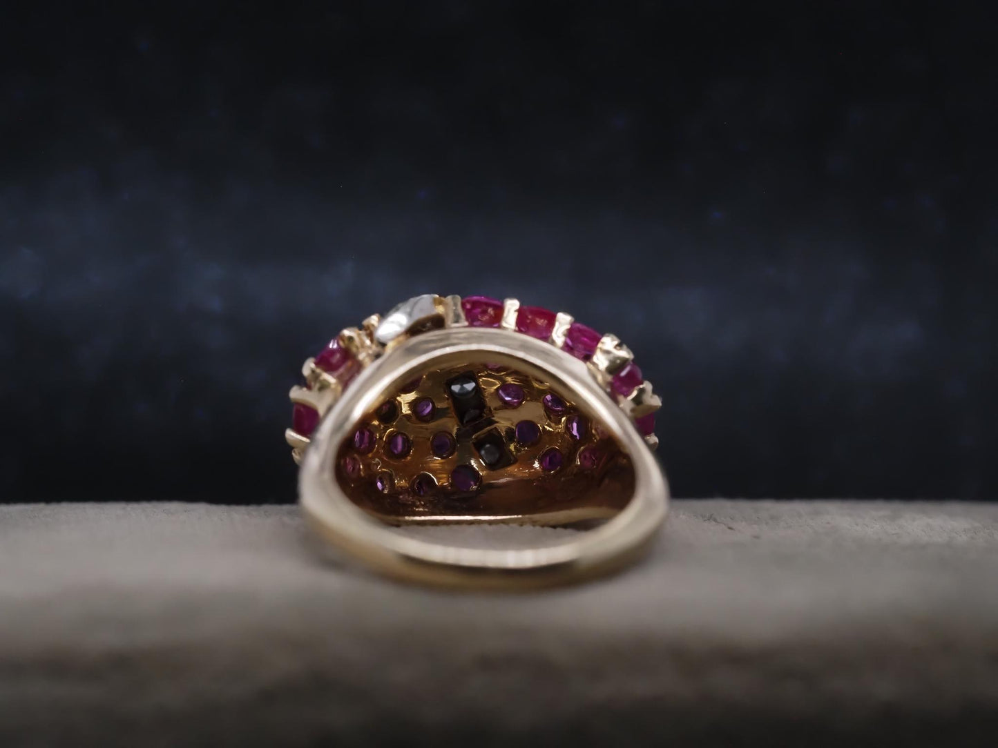Estate 14K Yellow Gold Ruby and Diamond Ring - VHK#302A