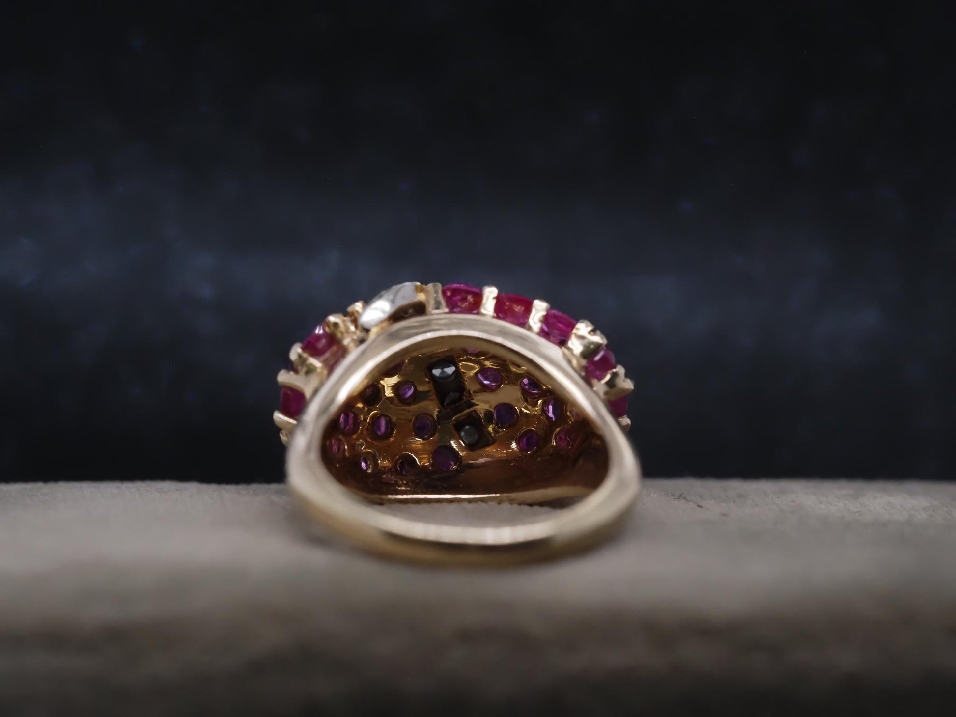 Estate 14K Yellow Gold Ruby and Diamond Ring - VHK#302A