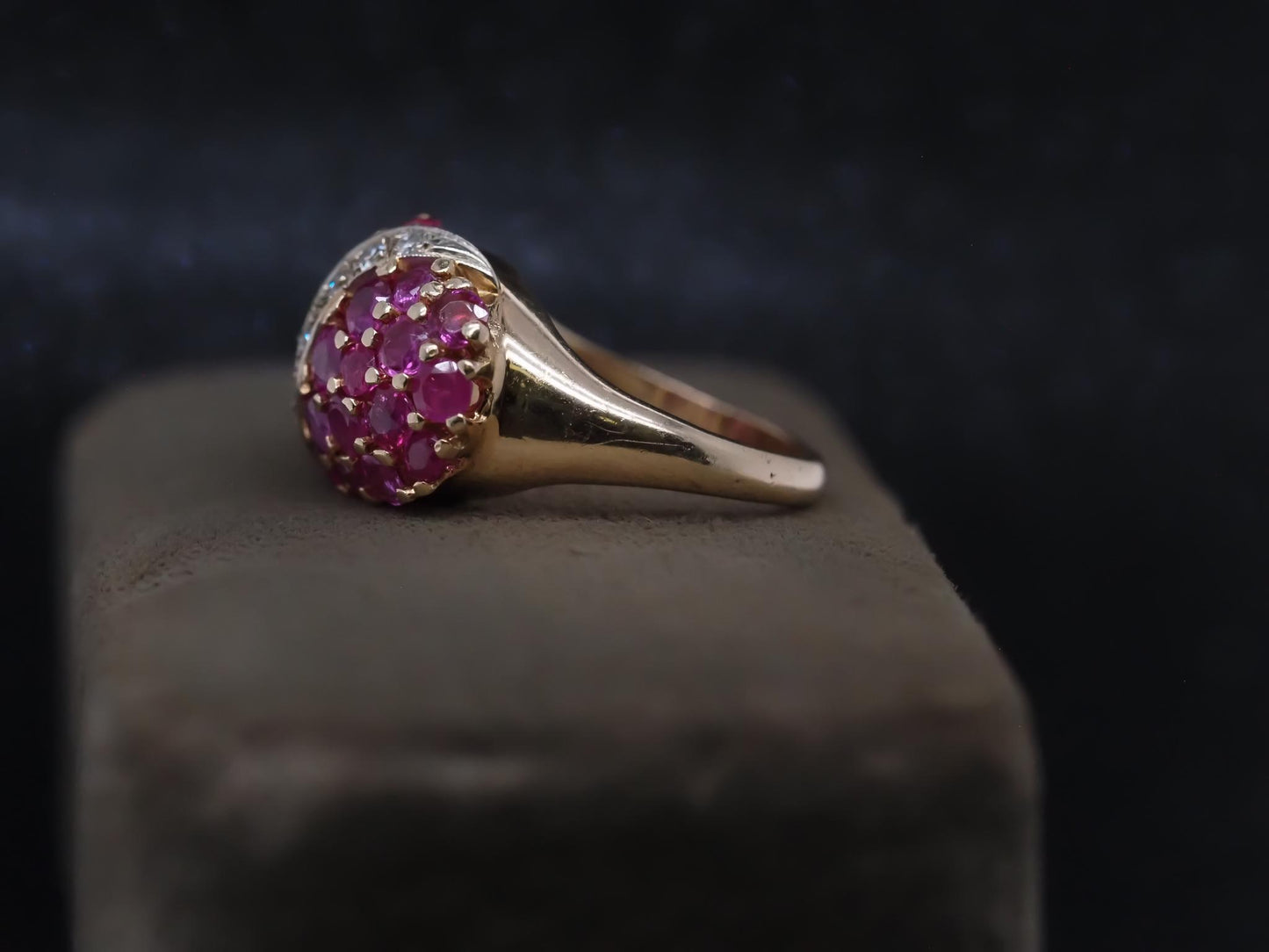 Estate 14K Yellow Gold Ruby and Diamond Ring - VHK#302A