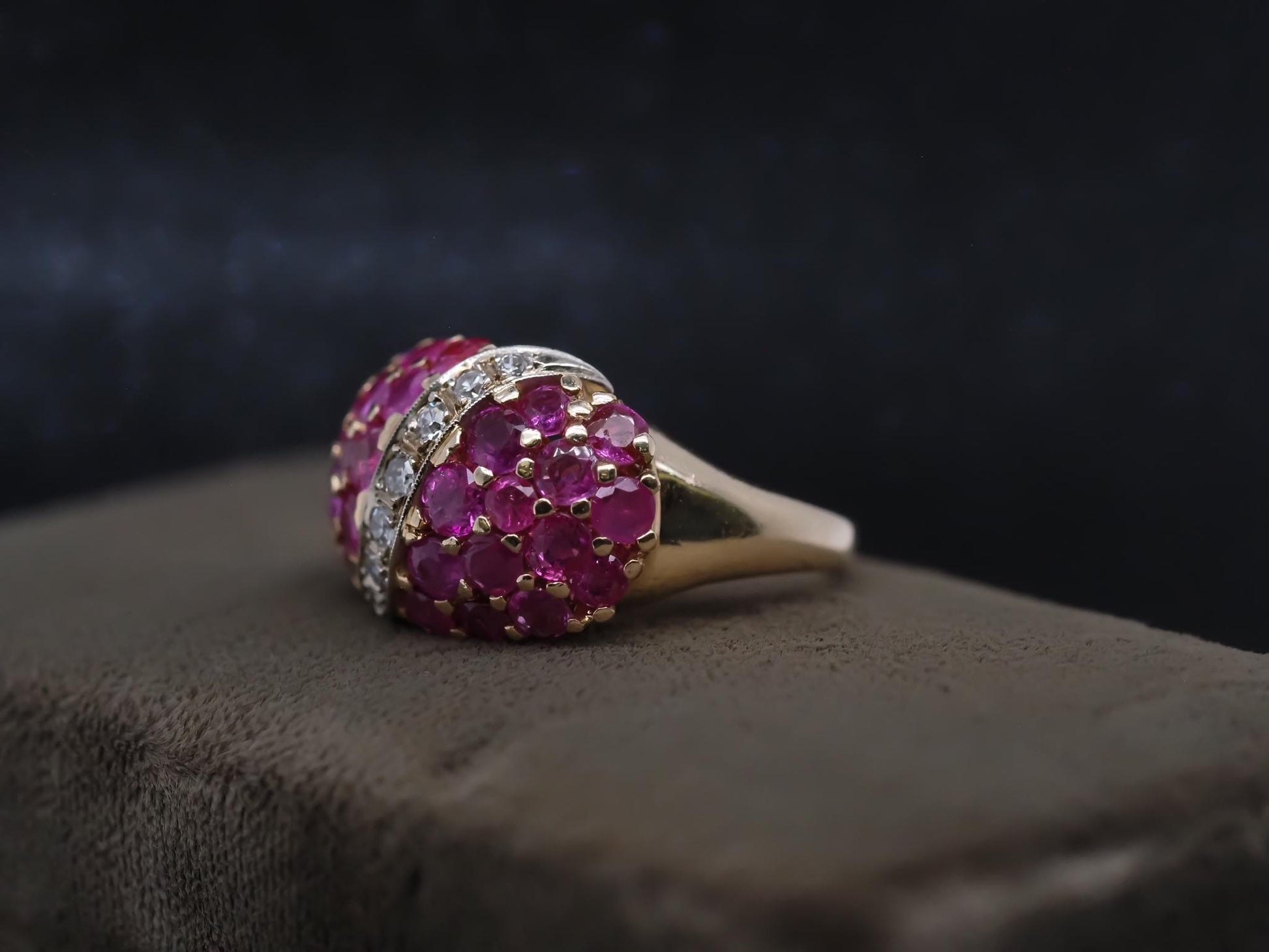 Estate 14K Yellow Gold Ruby and Diamond Ring - VHK#302A
