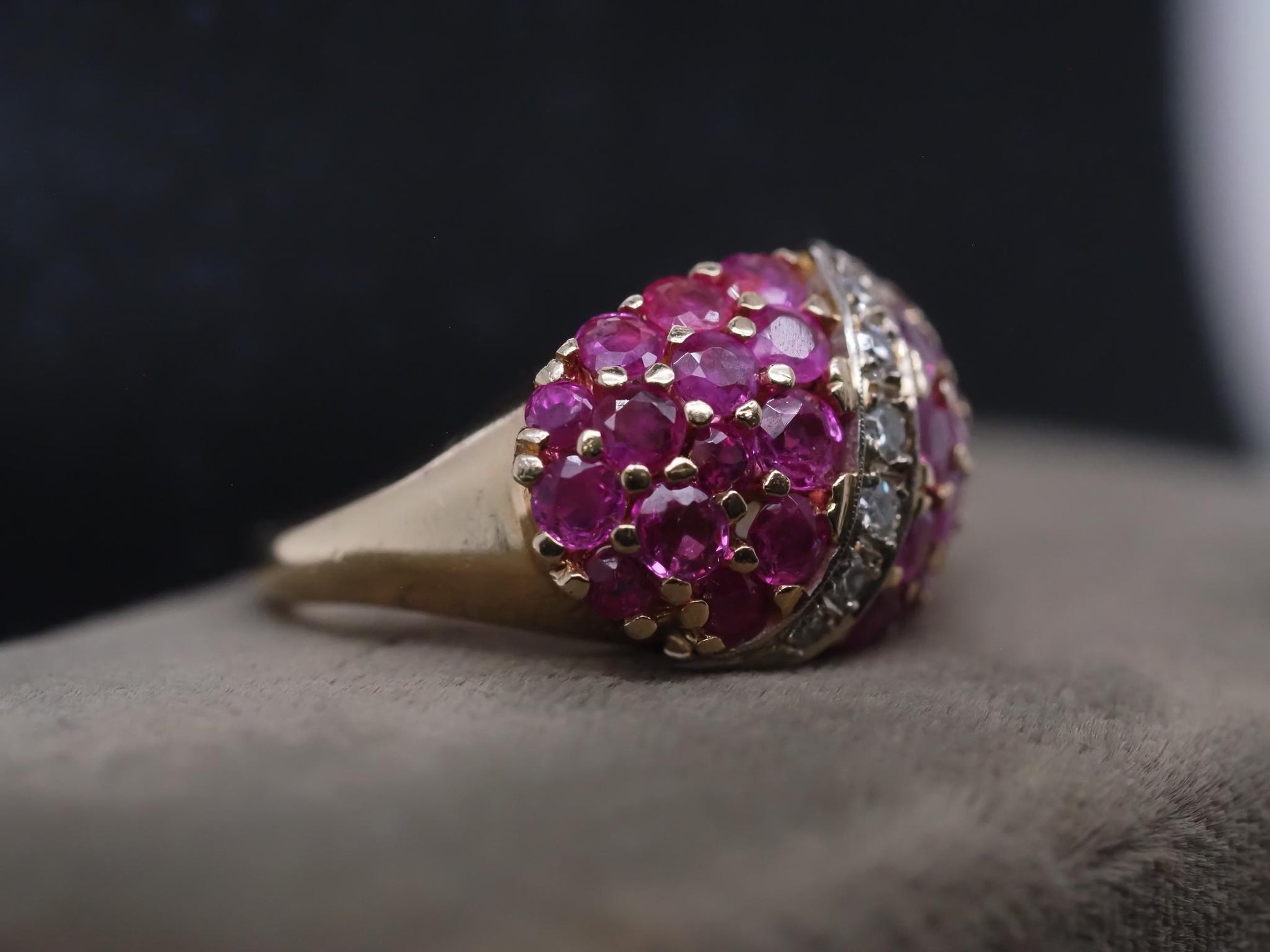 Estate 14K Yellow Gold Ruby and Diamond Ring - VHK#302A