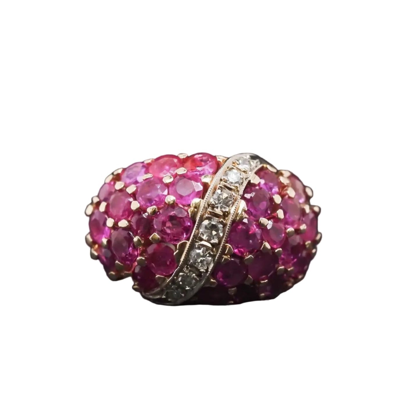 Estate 14K Yellow Gold Ruby and Diamond Ring - VHK#302A