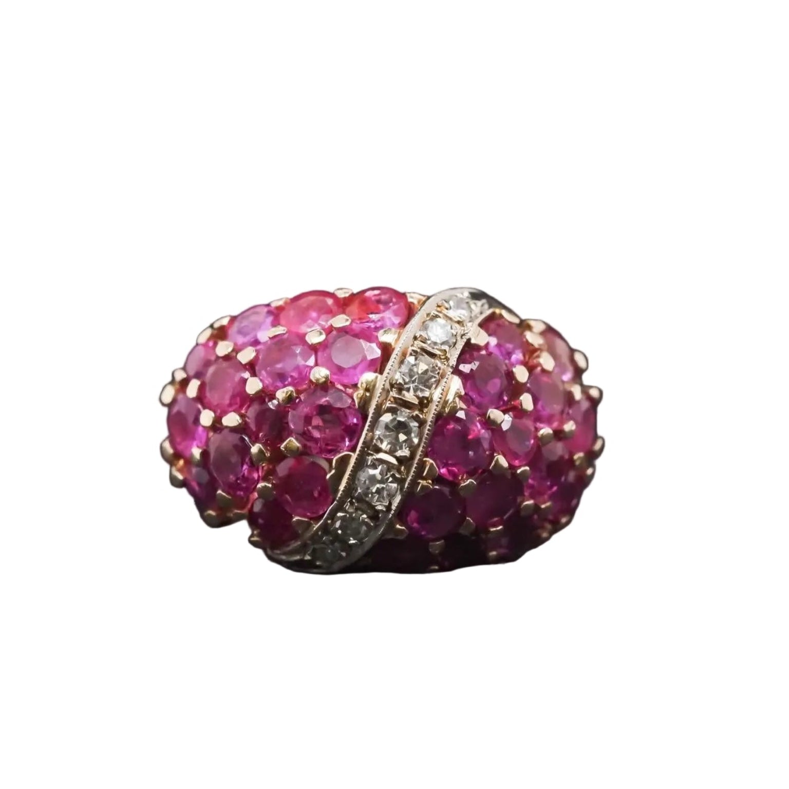 Estate 14K Yellow Gold Ruby and Diamond Ring - VHK#302A