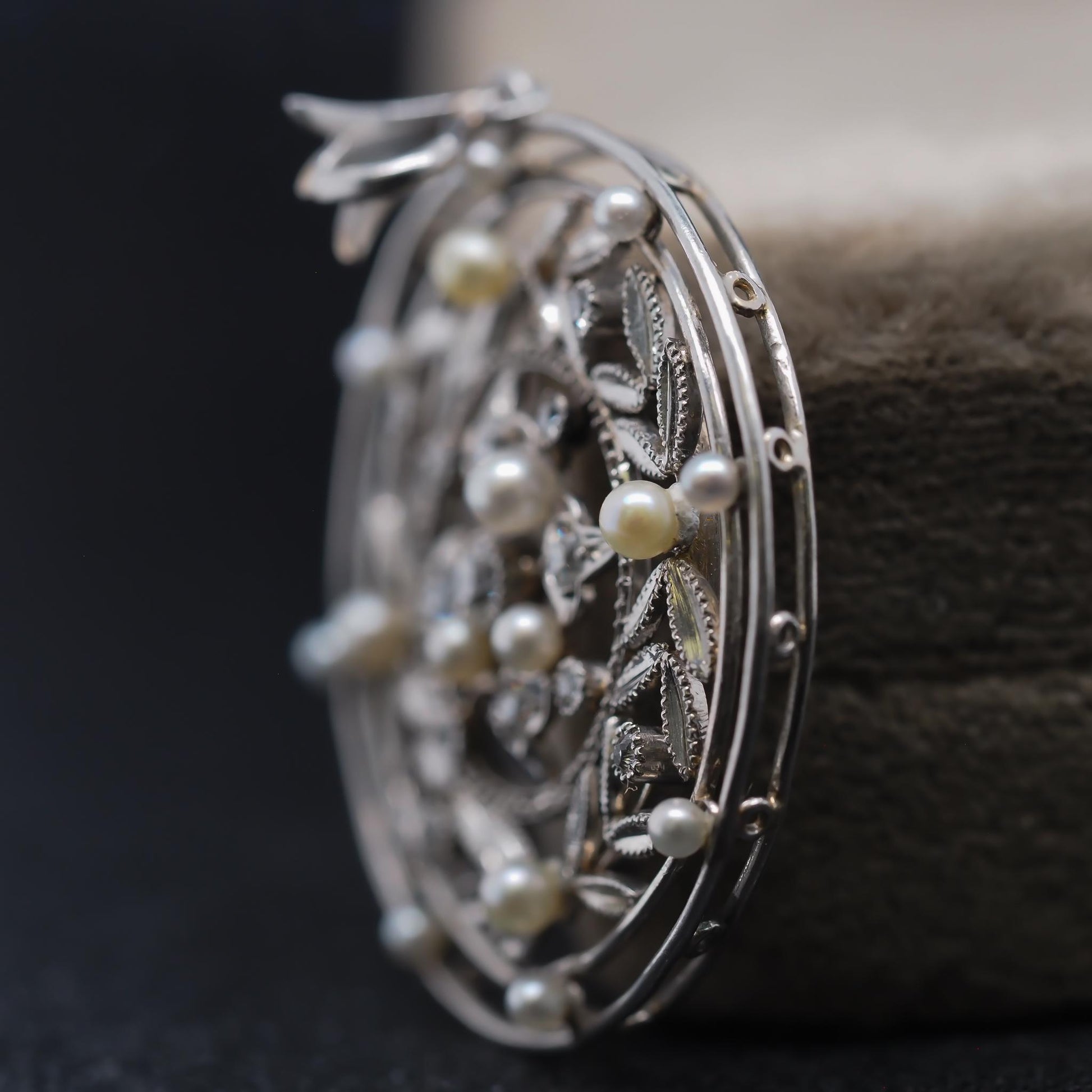 Estate Platinum Edwardian Pearl and Diamond Pendant - VHK#255A