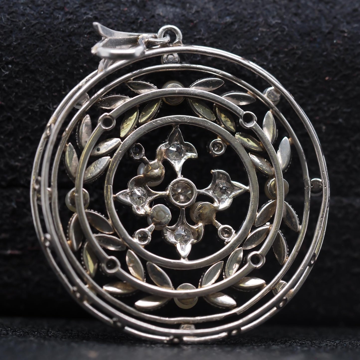 Estate Platinum Edwardian Pearl and Diamond Pendant - VHK#255A