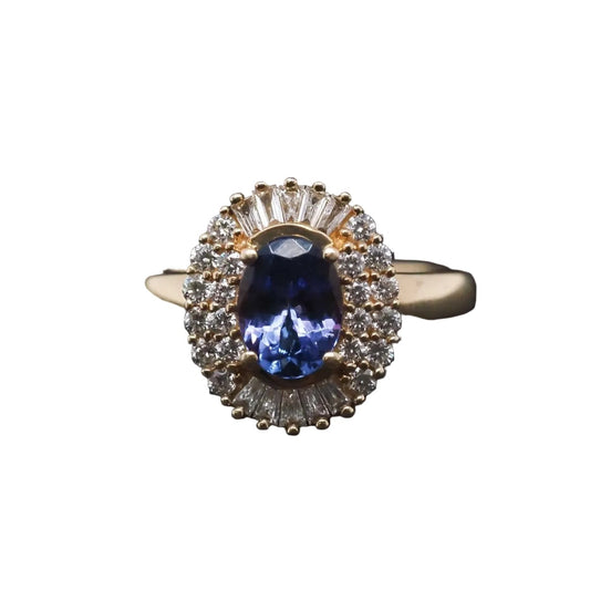 Estate EFFY 14K Yellow Gold Tanzanite and Diamond Ring - VHK#315a