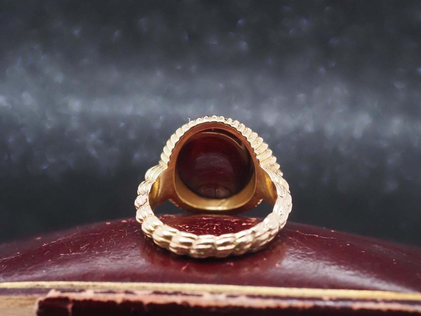 Estate Victorian 15K Yellow Gold Tourmaline Cabochon Ring - VHK#292a