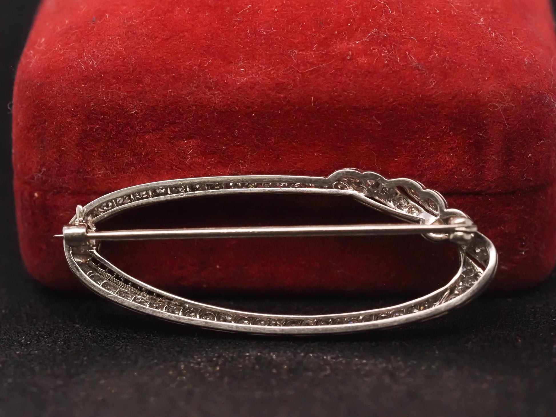Estate Art Deco Platinum Diamond and Emerald Brooch - VHK#341B