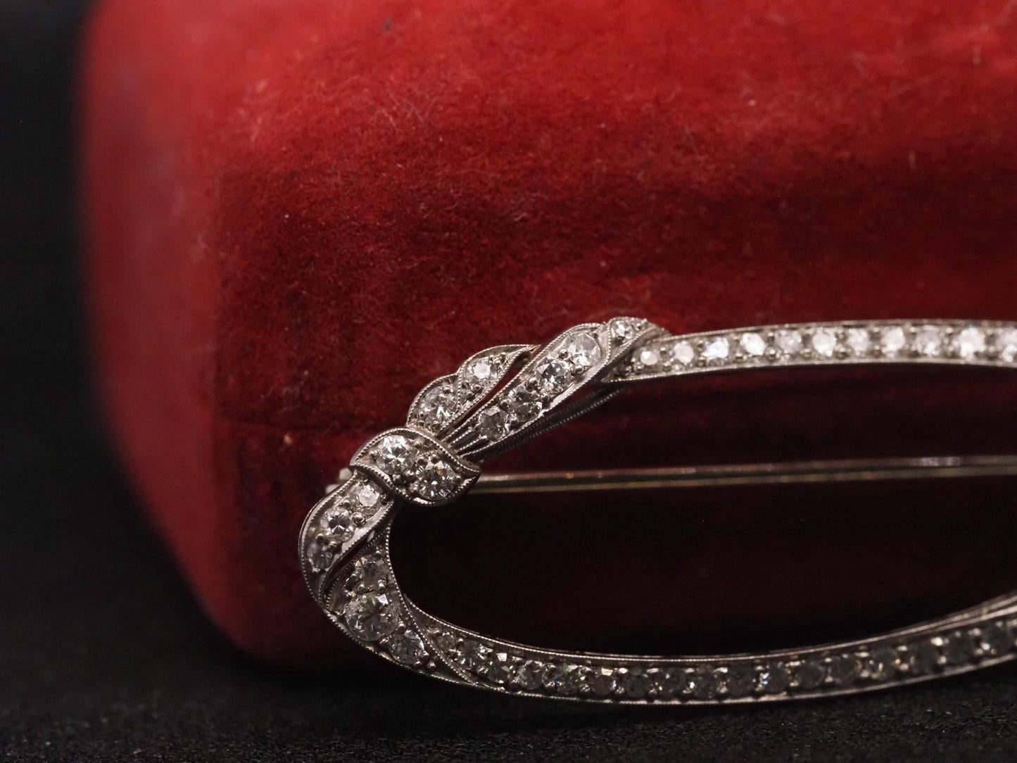 Estate Art Deco Platinum Diamond and Emerald Brooch - VHK#341B