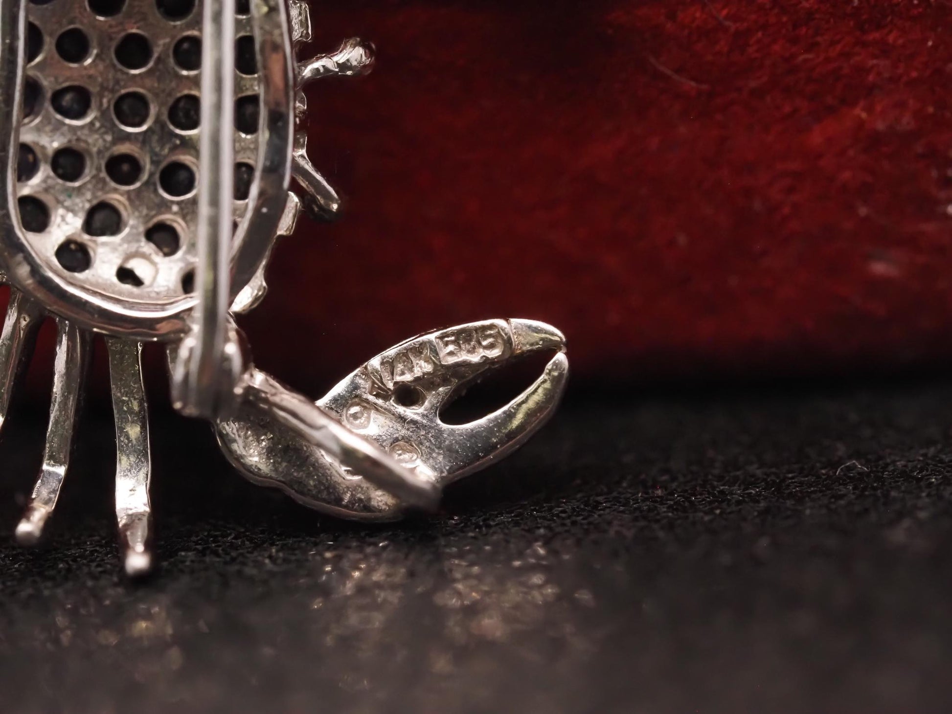 Estate 14K White Gold Sapphire and Diamond Crab Brooch - VHK#319A