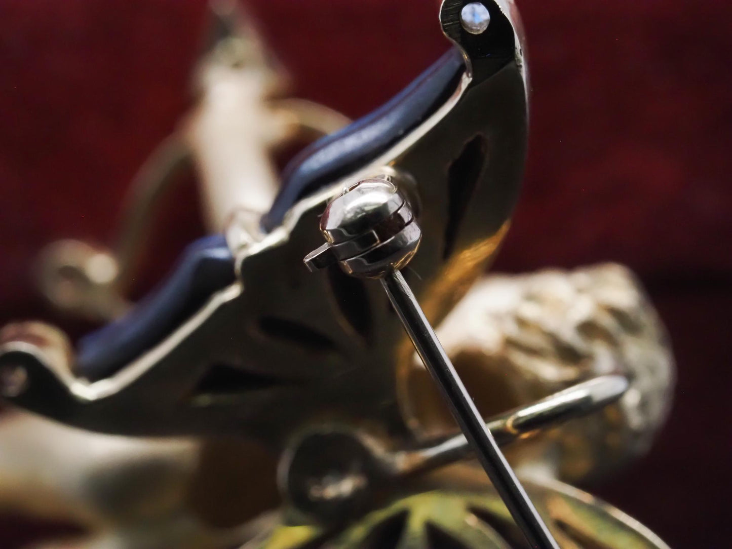 Estate 18K Yellow Gold Cupid Shooting Arrow with Opal, Diamond and Pearl