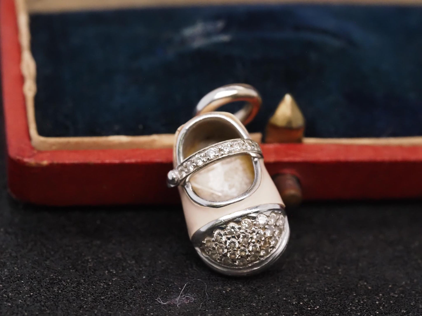 Estate 18K White Gold Aaron Basha Enamel and Diamond Boot Pendant -VHK#975A
