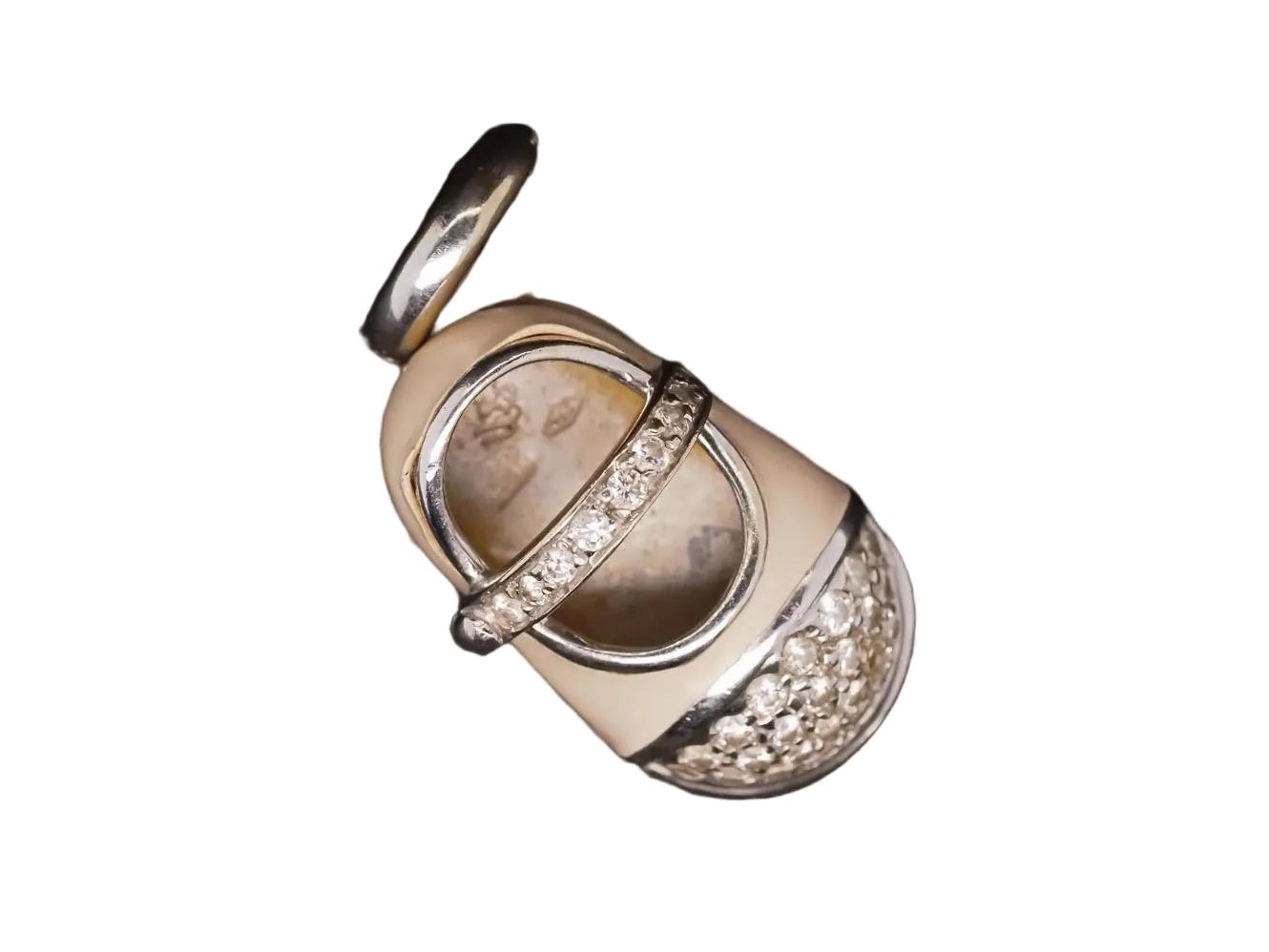 Estate 18K White Gold Aaron Basha Enamel and Diamond Boot Pendant -VHK#975A
