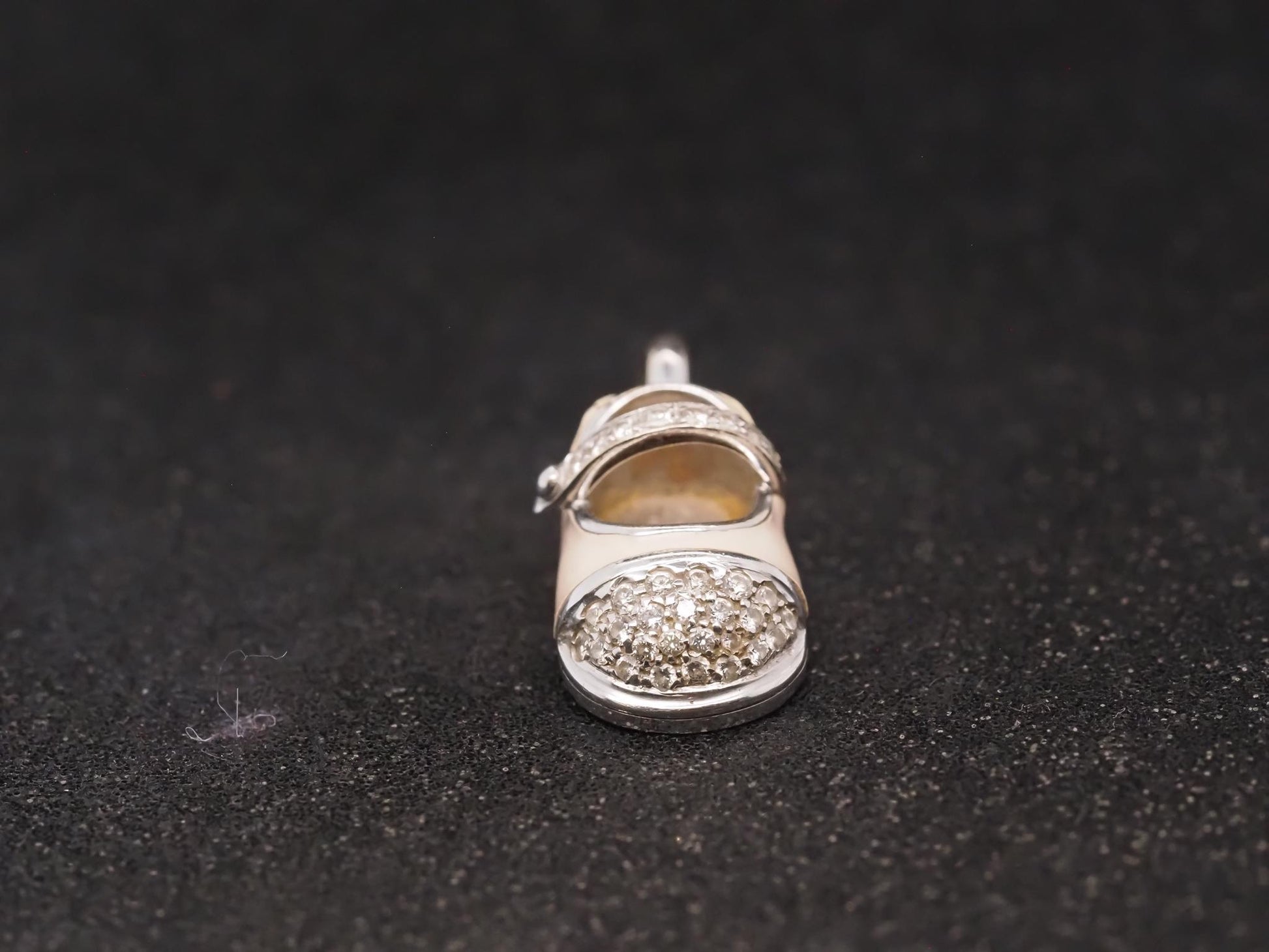 Estate 18K White Gold Aaron Basha Enamel and Diamond Boot Pendant -VHK#975A