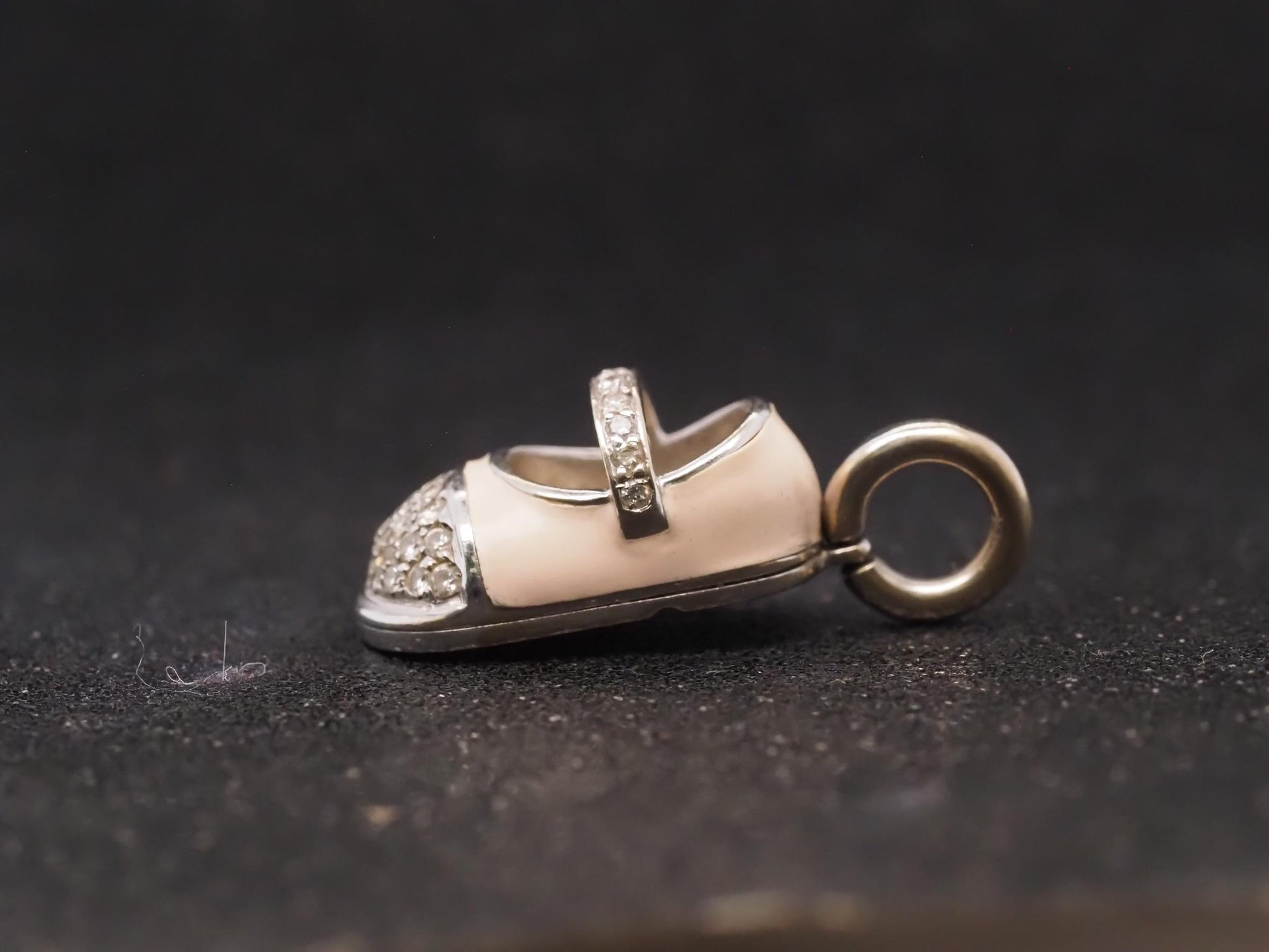 Estate 18K White Gold Aaron Basha Enamel and Diamond Boot Pendant -VHK#975A