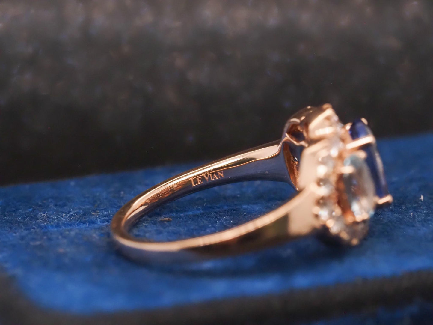Estate 14K Yellow Gold LeVian Tanzanite, Aquamarine and Diamond Ring- VHK#1003A