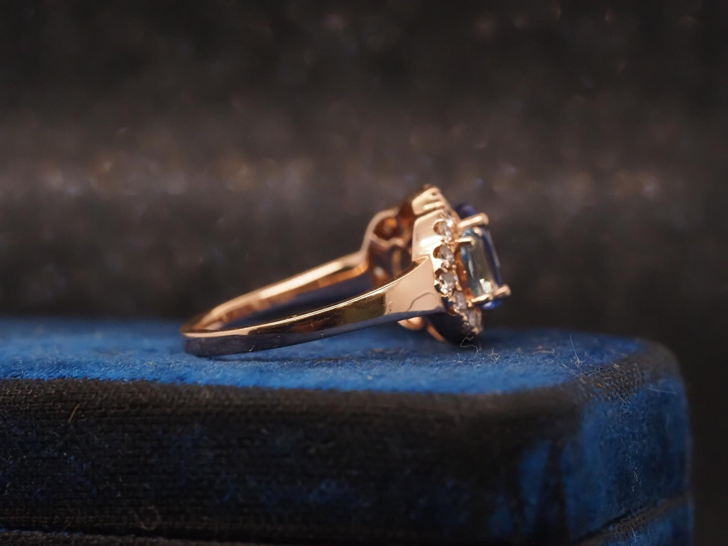 Estate 14K Yellow Gold LeVian Tanzanite, Aquamarine and Diamond Ring- VHK#1003A