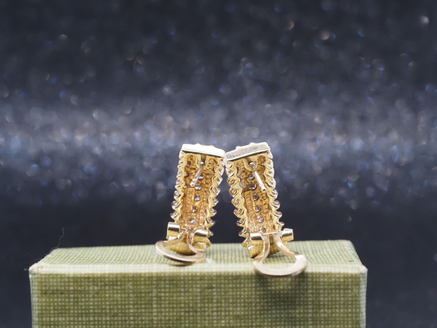 Estate 14K Yellow Gold and Diamond Earrings - VHK#986A