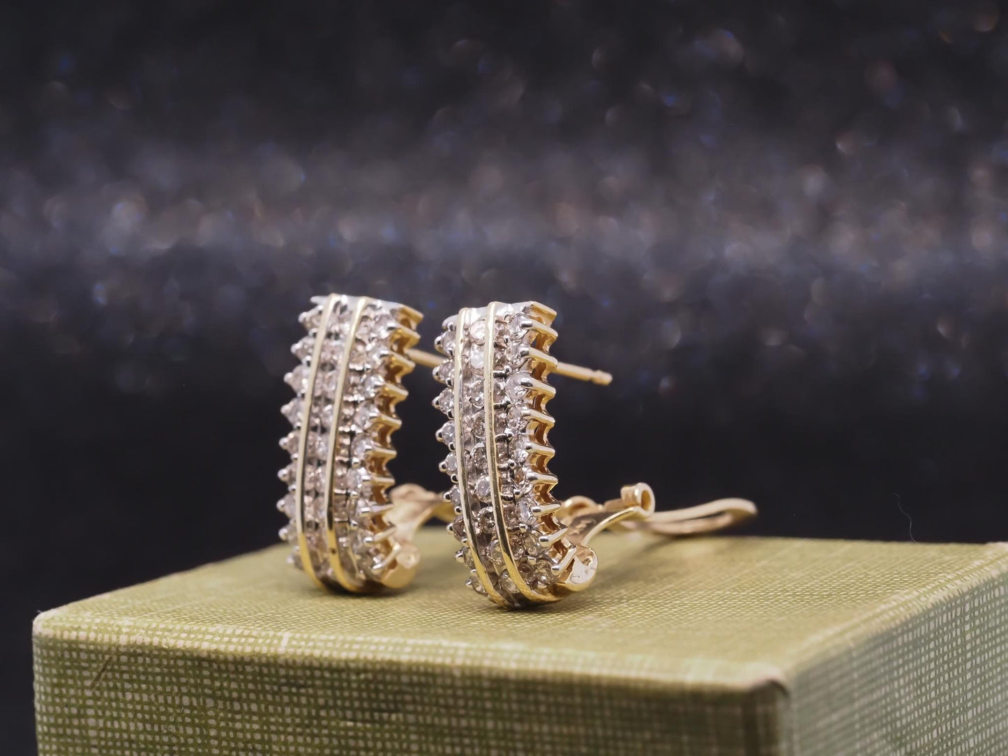 Estate 14K Yellow Gold and Diamond Earrings - VHK#986A