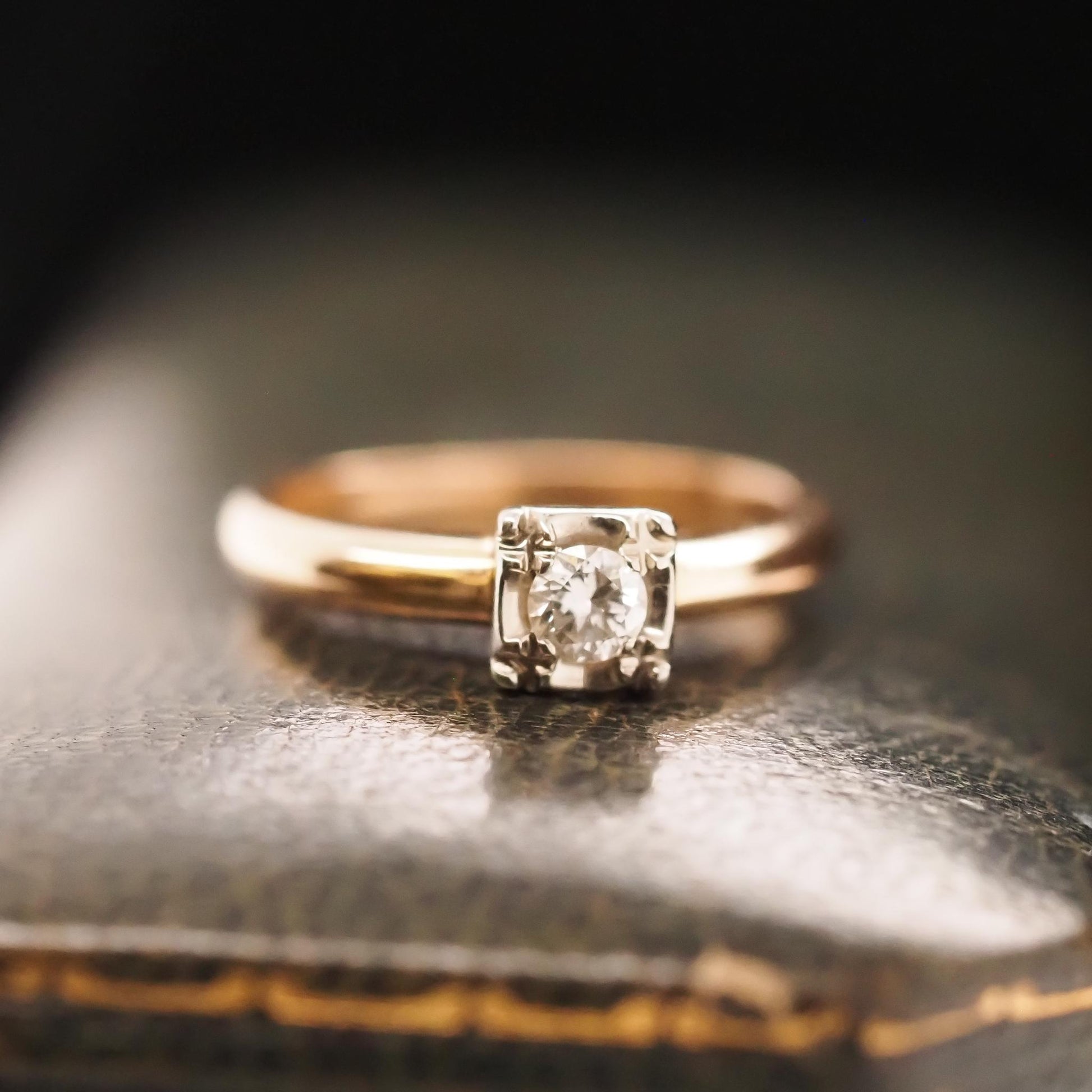 Vintage 1960s 14K Yellow Gold .15ct Diamond Engagement Ring - VHK#659