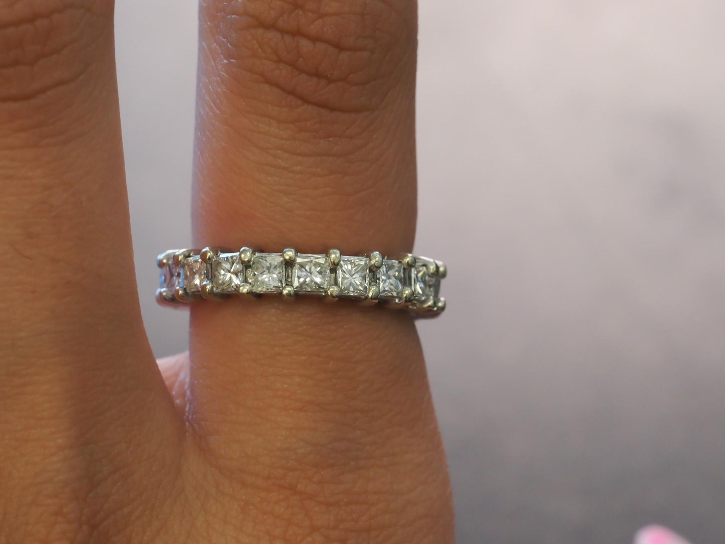 Estate 14K White Gold Princess Cut Diamond Eternity Band -VHK#241A