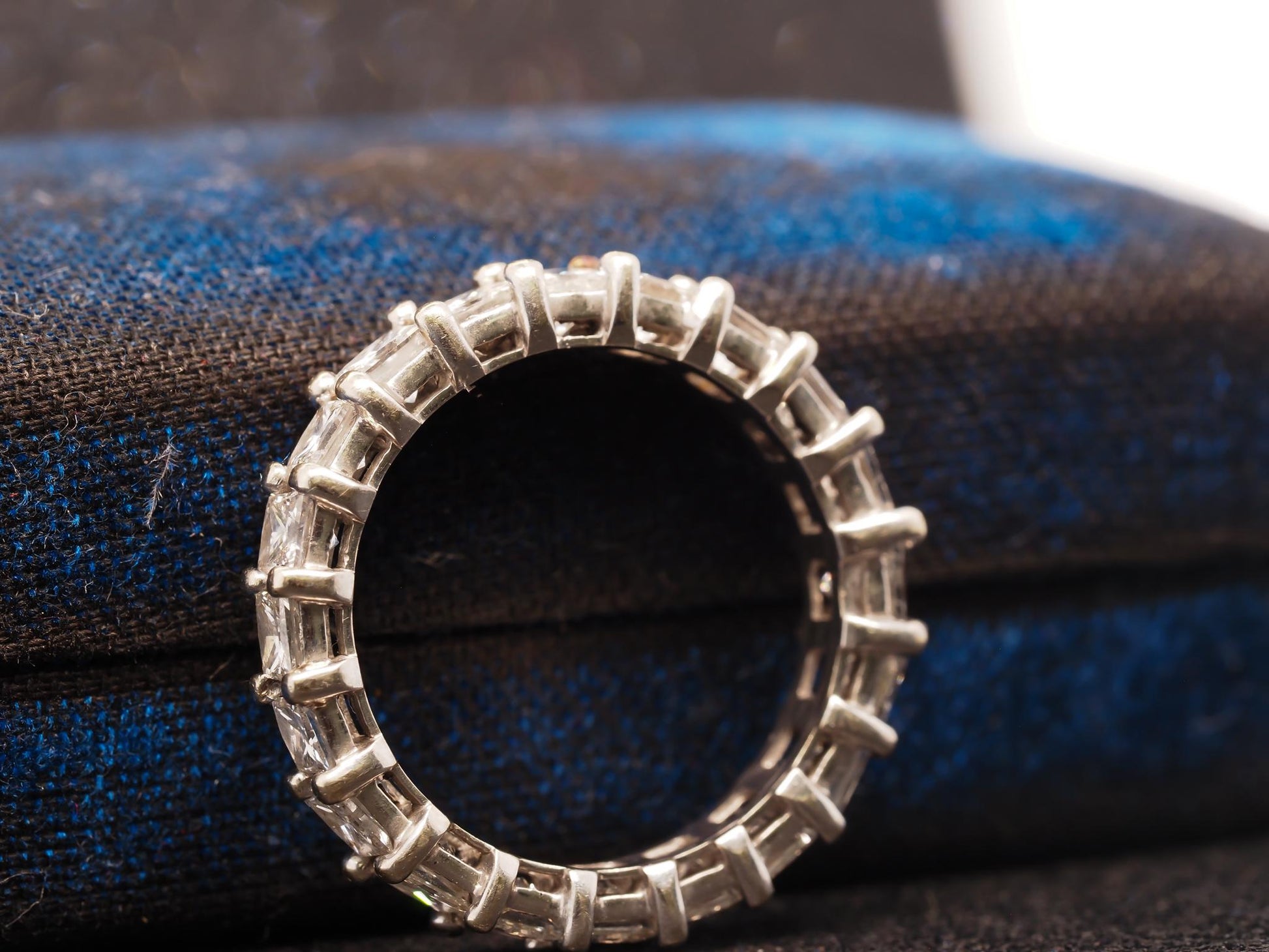 Estate 14K White Gold Princess Cut Diamond Eternity Band -VHK#241A