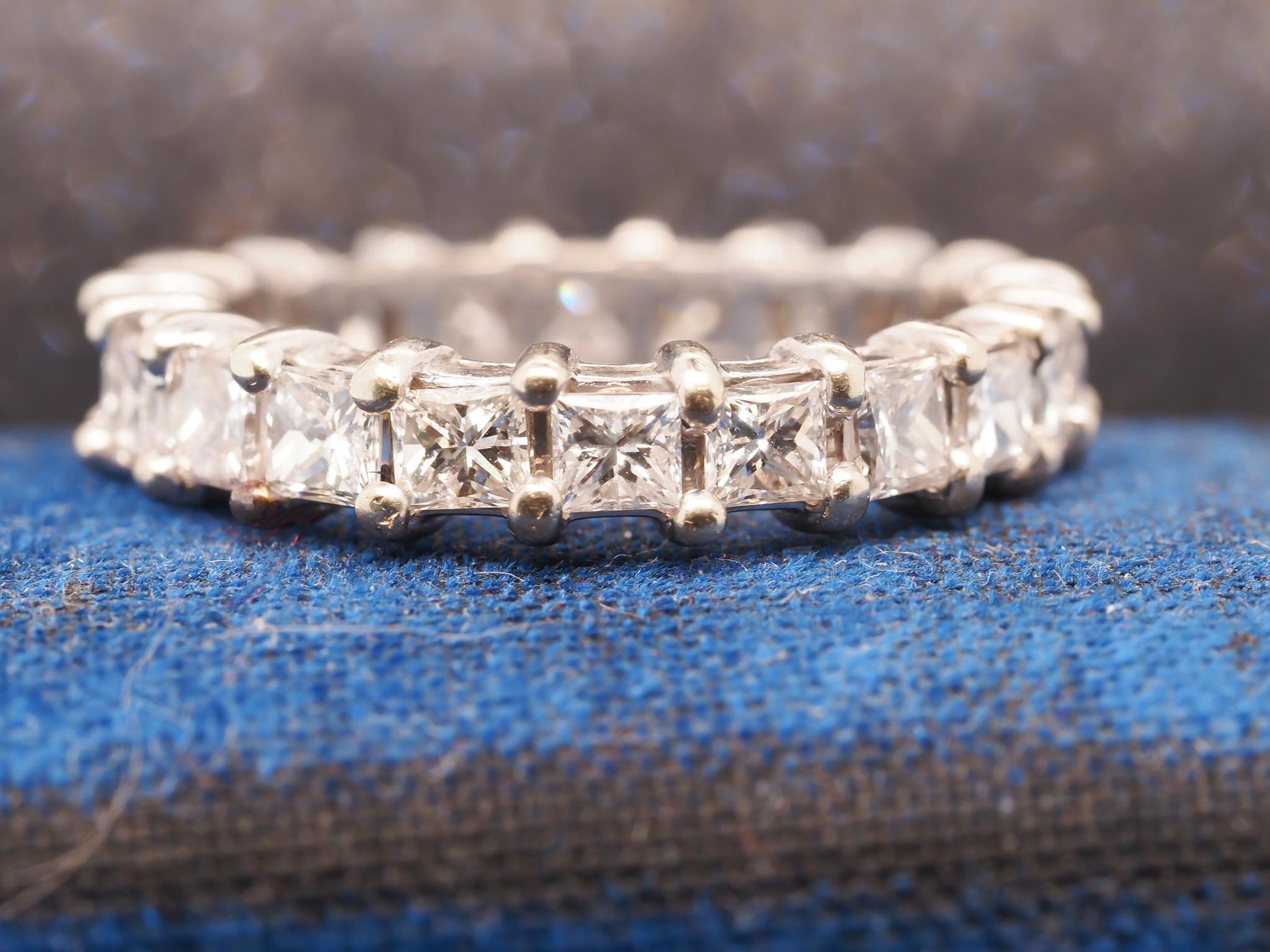 Estate 14K White Gold Princess Cut Diamond Eternity Band -VHK#241A