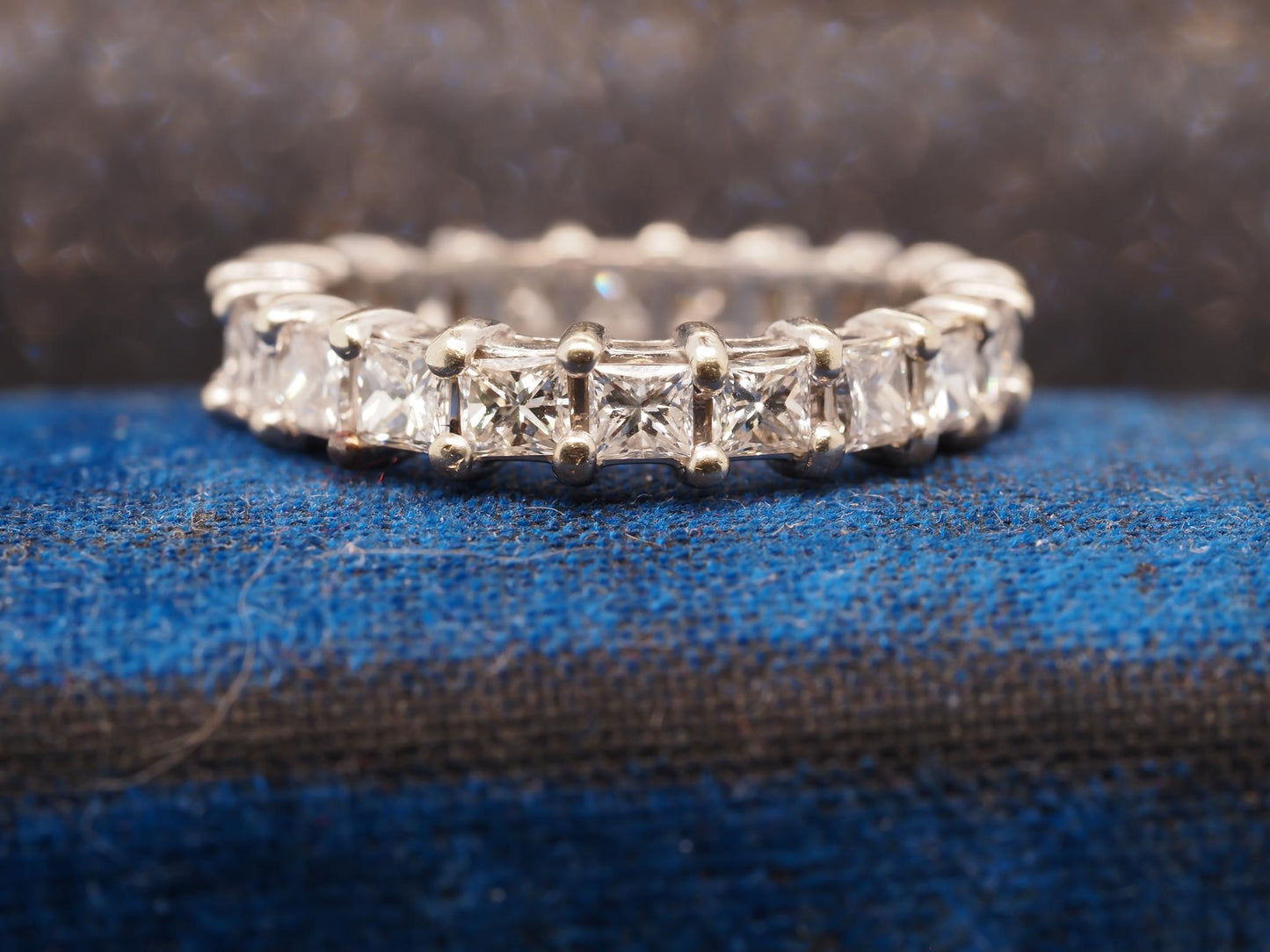 Estate 14K White Gold Princess Cut Diamond Eternity Band -VHK#241A