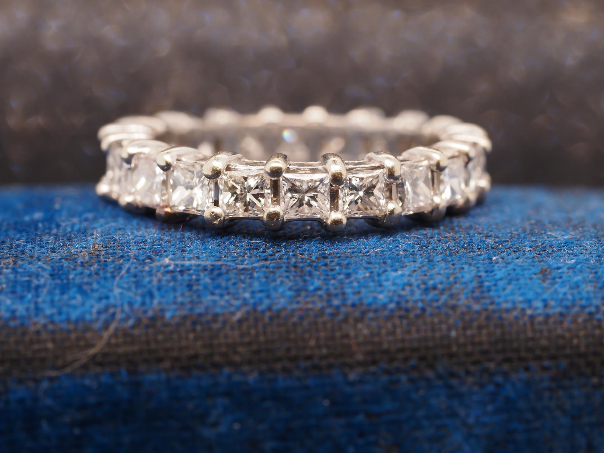 Estate 14K White Gold Princess Cut Diamond Eternity Band -VHK#241A