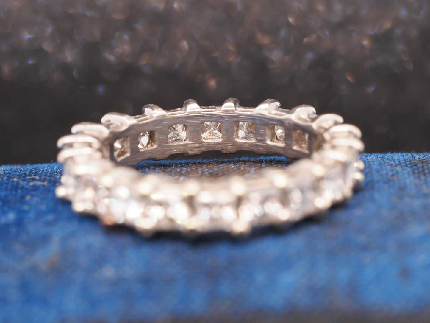 Estate 14K White Gold Princess Cut Diamond Eternity Band -VHK#241A