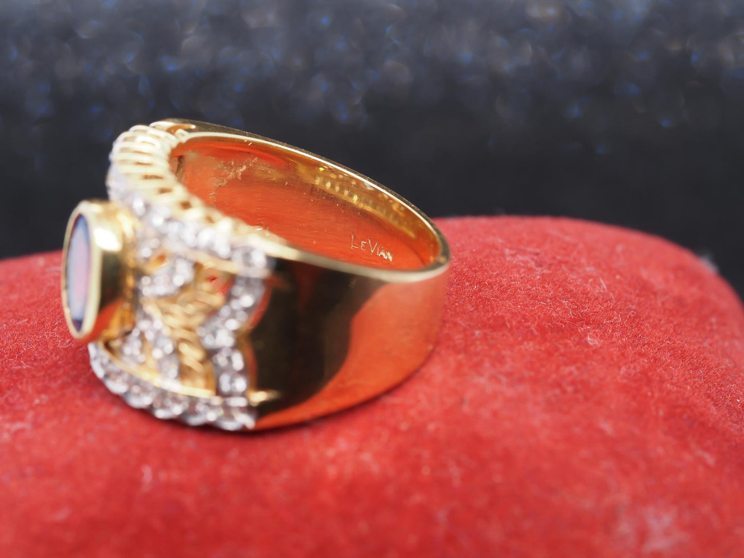 Estate LEVIAN 18K Yellow Gold Tanzanite and Diamond Ring -VHK#215B